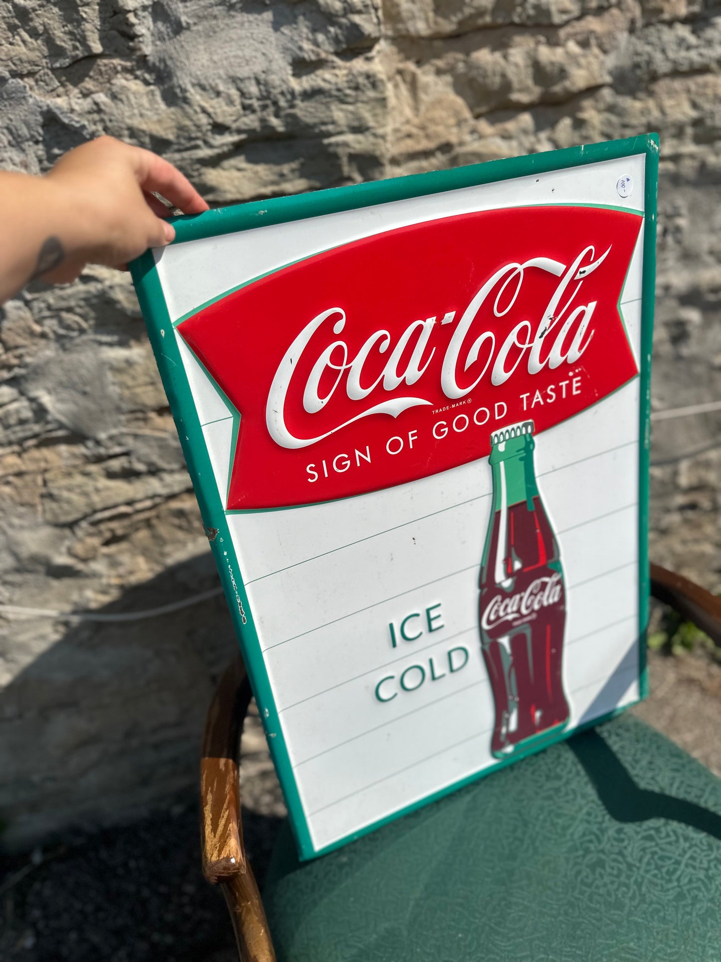 Coca Cola Vertical Tin Sign - 80s reprint (approximately 200 made)