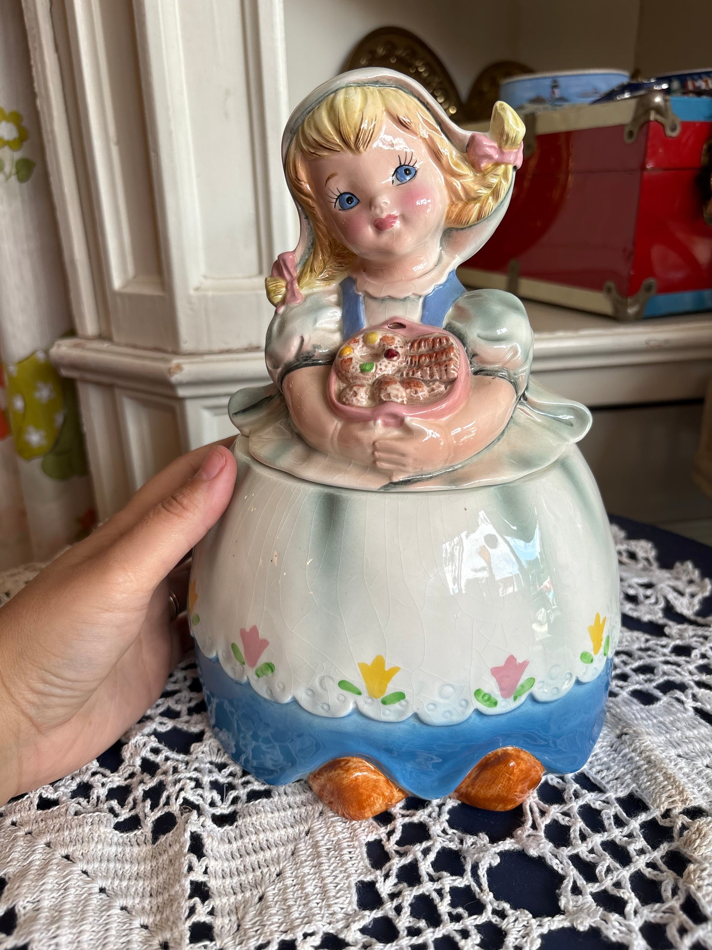 Lefton 1950s Dutch Girl Cookie Jar - made in Japan