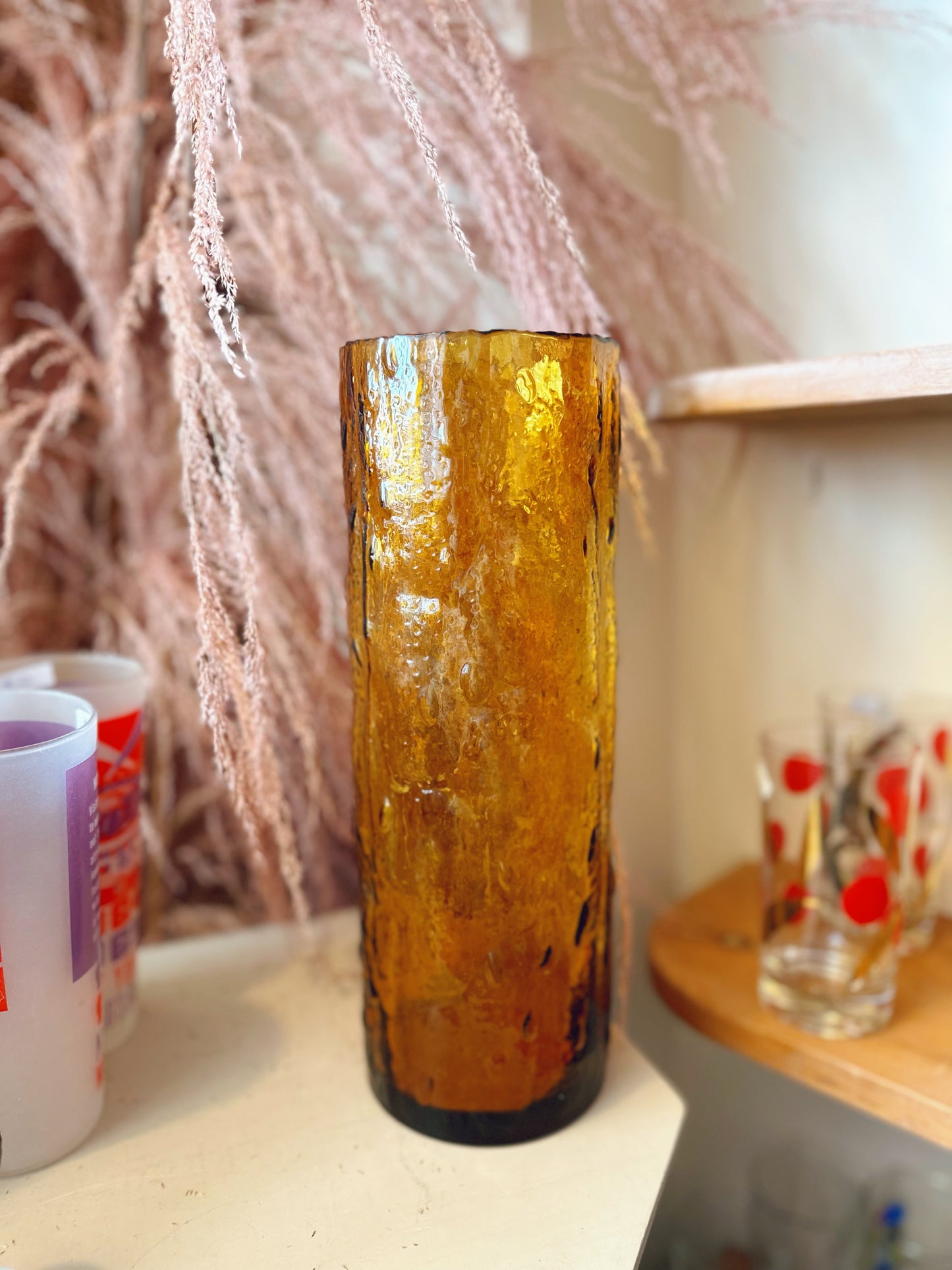 Mid Century Modern amber glass vase