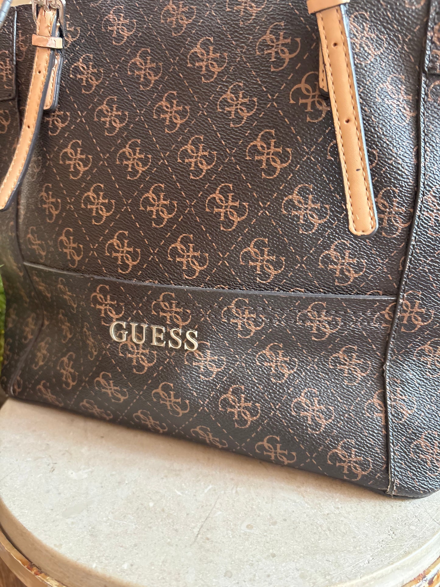 Brown Guess Purse - Quattro G Logo