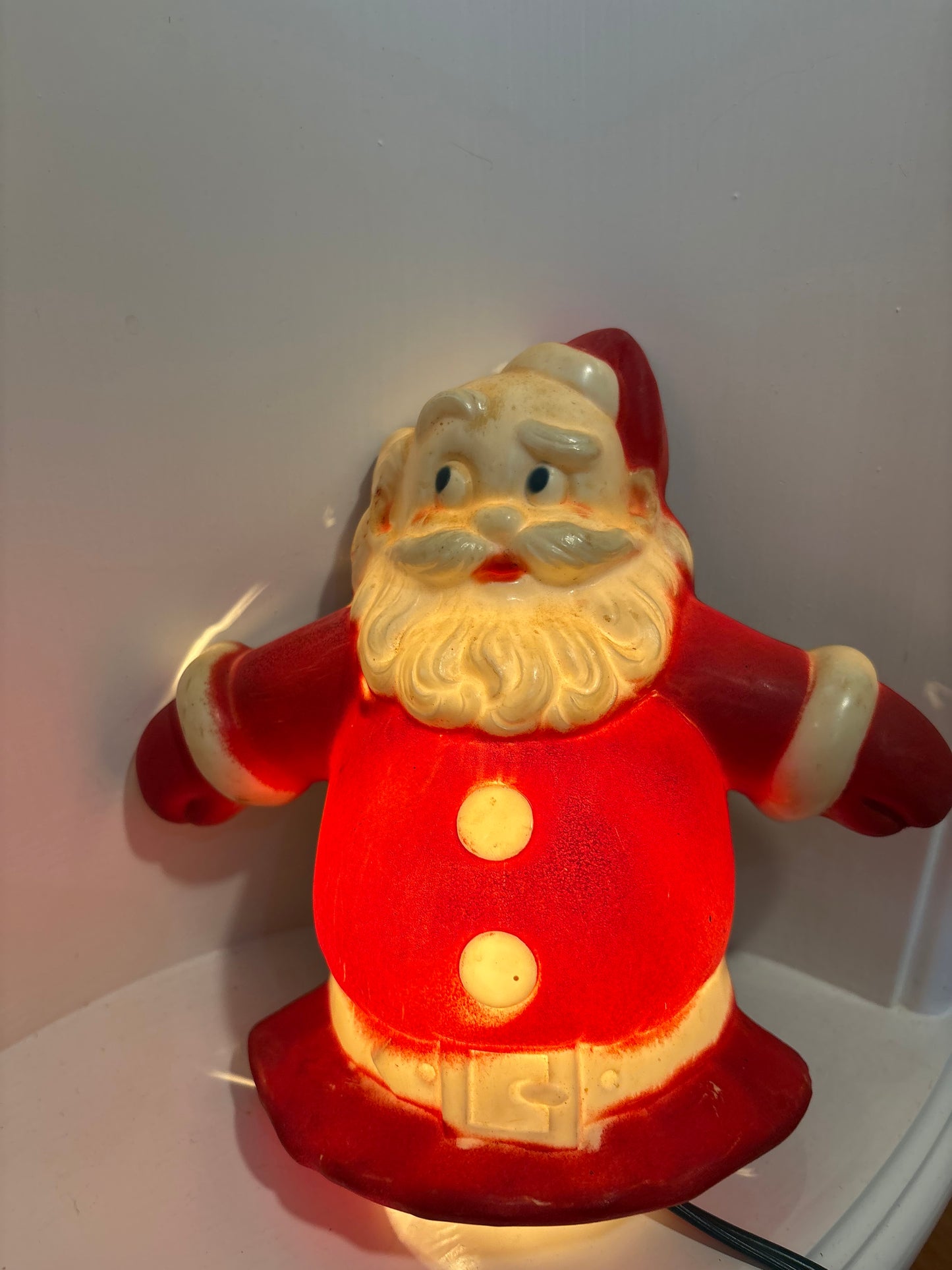 1950s Santa Glow Wall Plaque or Tree Topper