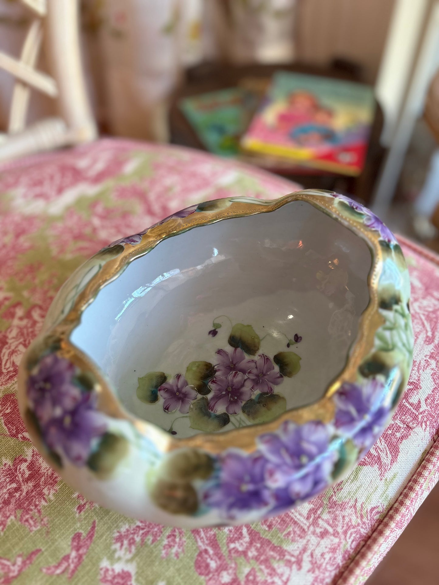 Hand Painted Purple Floral Catch All