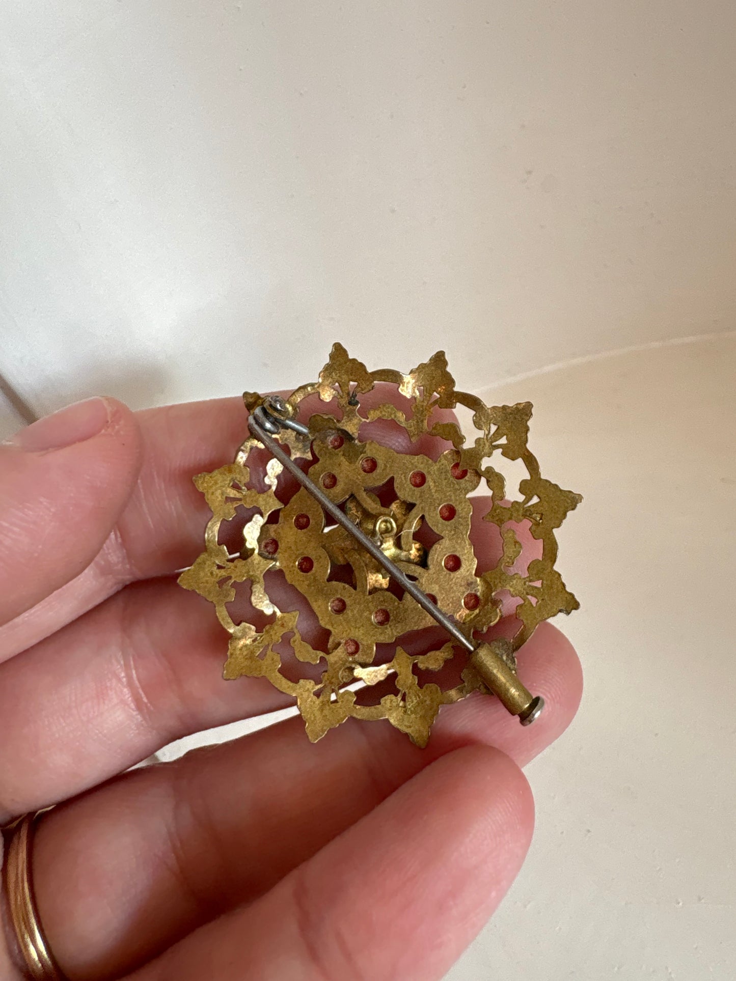 Brooch #24 - gold & orange medallion