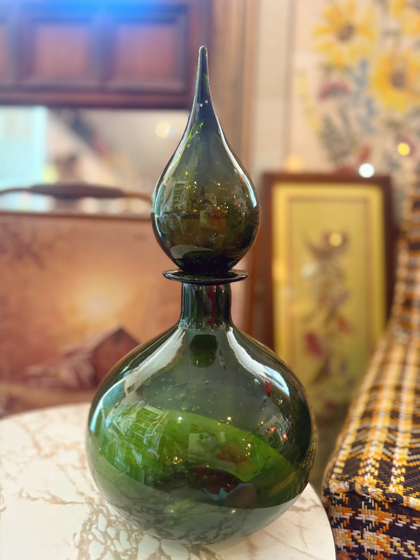 Green bottle with lid - decanter