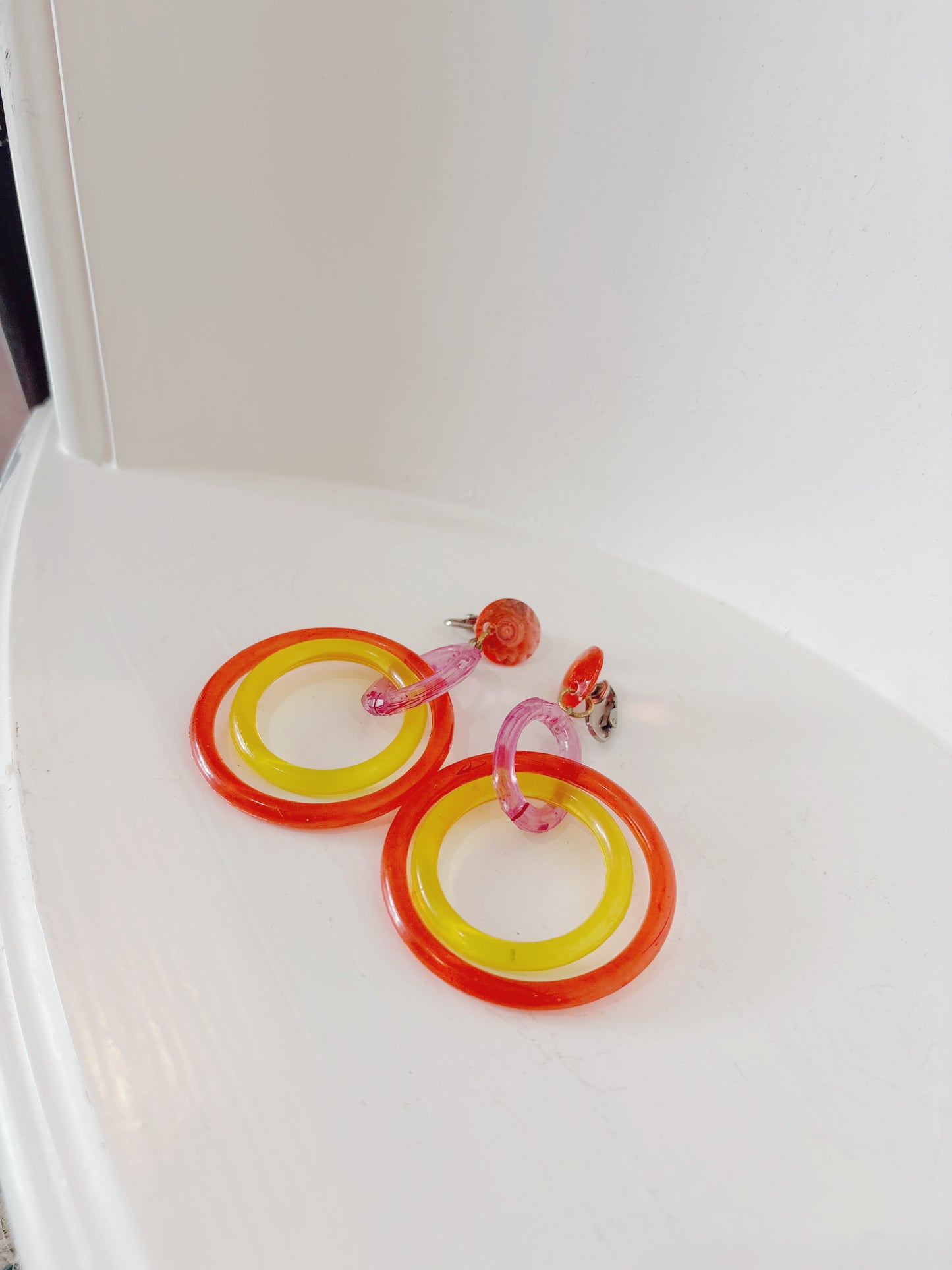 Retro plastic clip on earrings