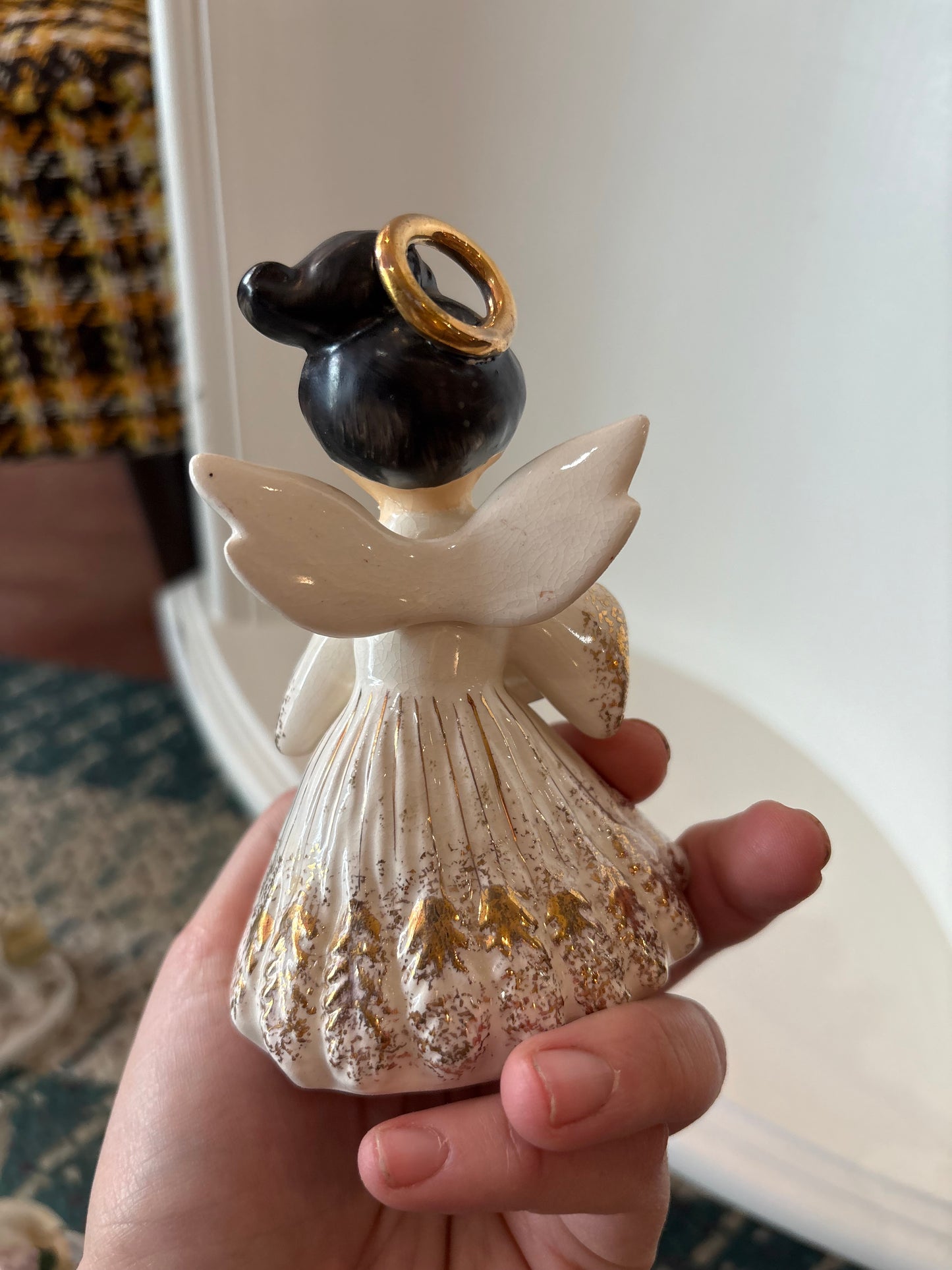 Lefton November Birthday Girl Angel with turkey  - made in Japan