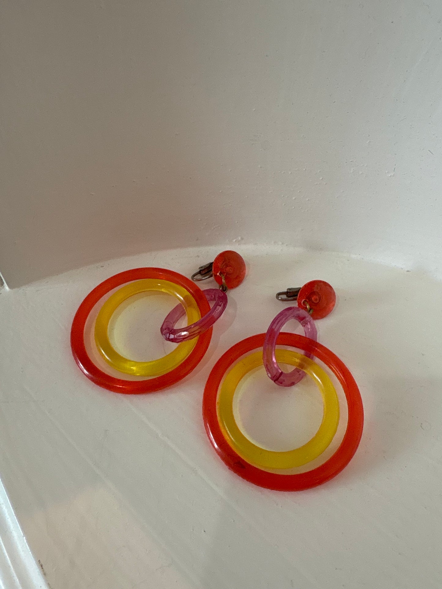 Retro plastic clip on earrings