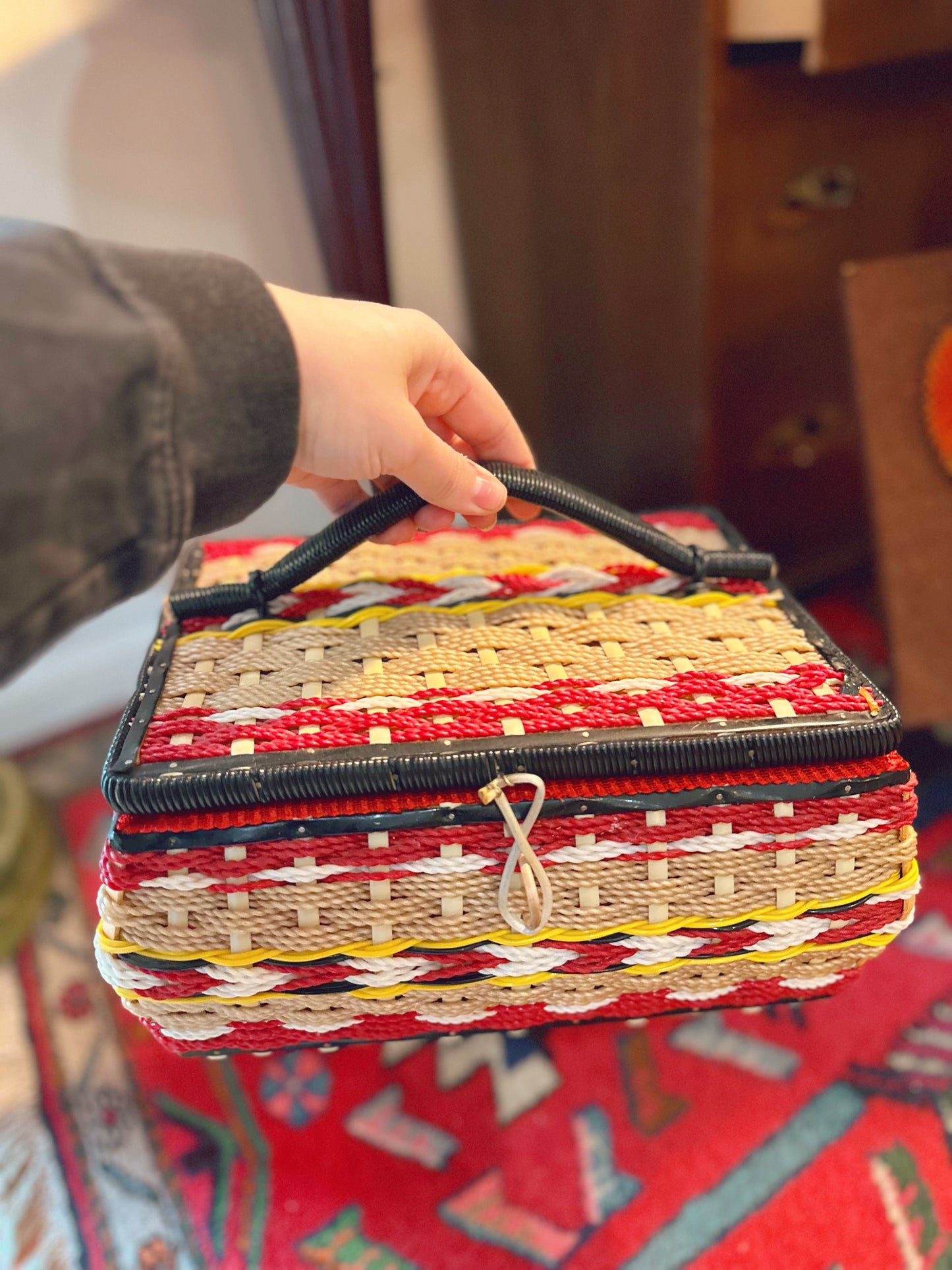 Woven sewing basket