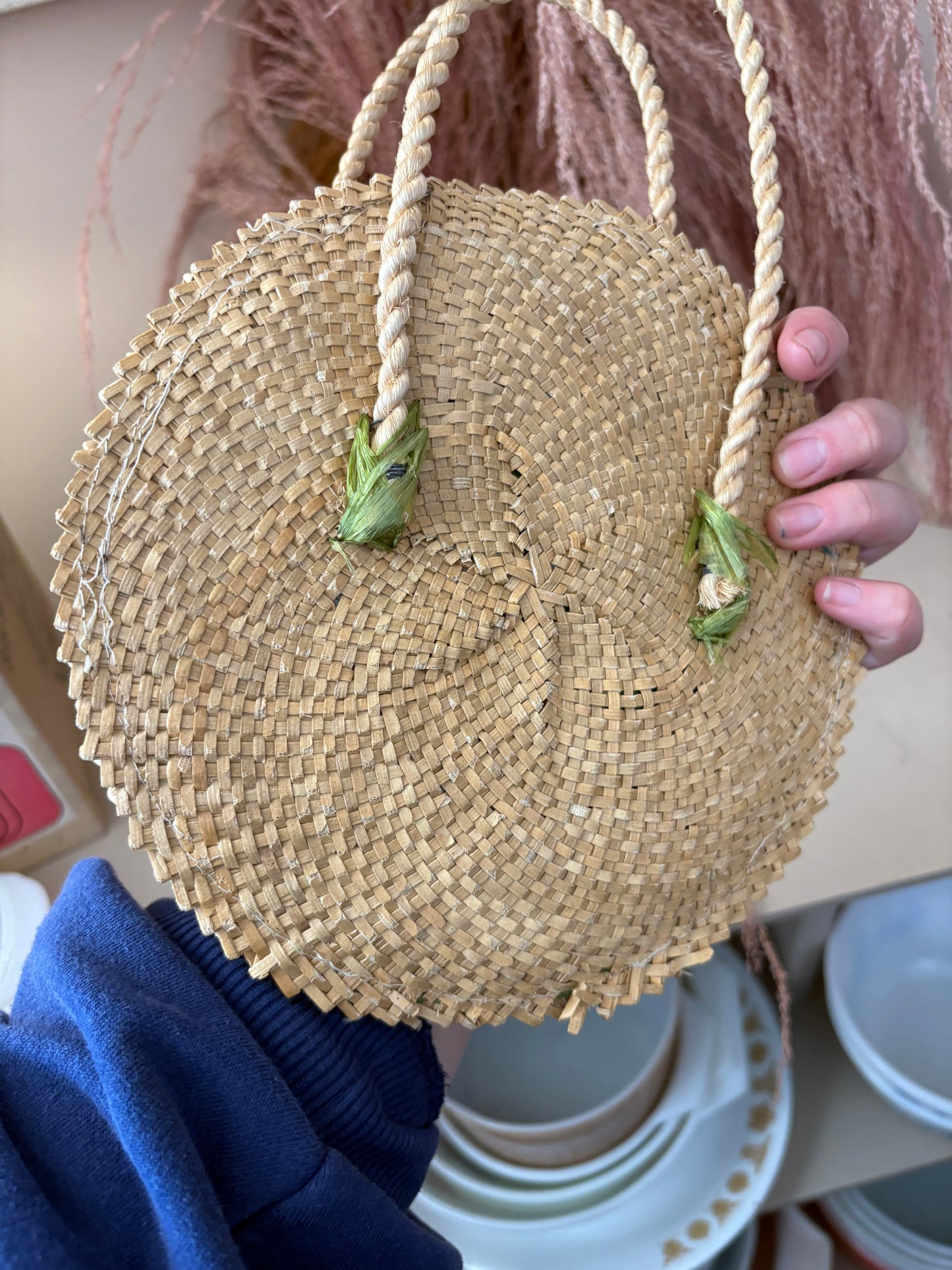 Small woven sun hat purse