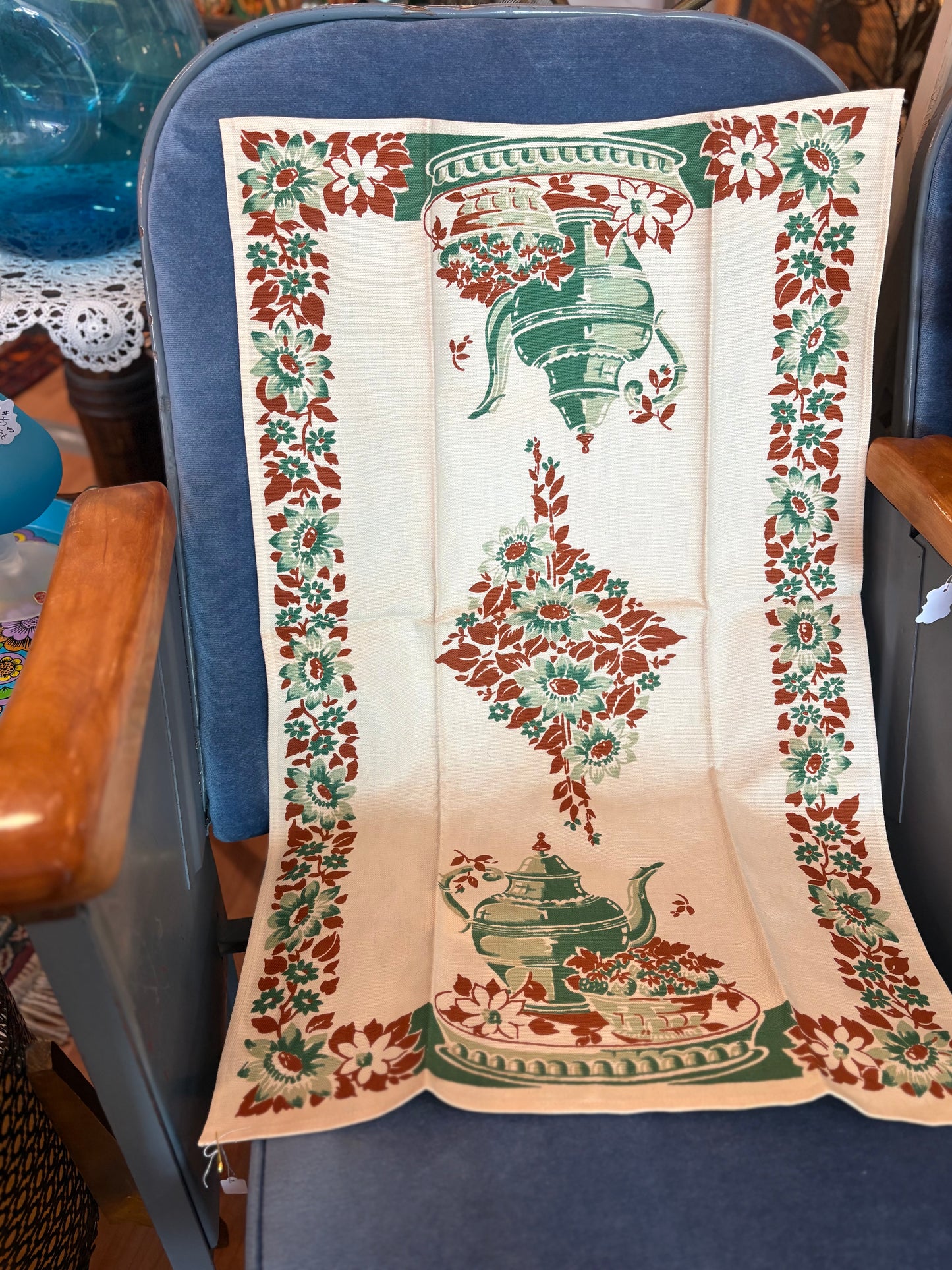 Linen Teapot & florals Tea towel #3