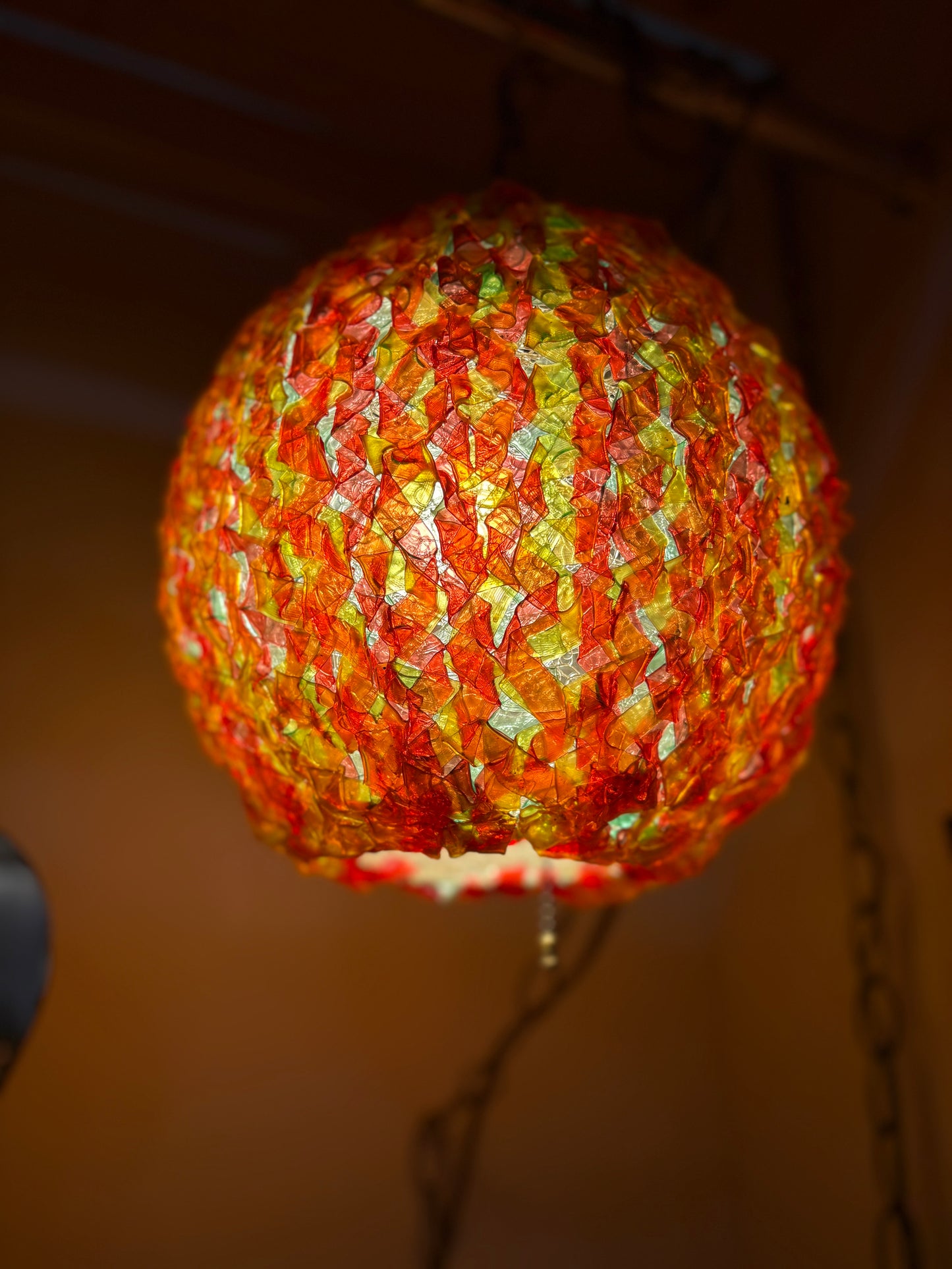 Mid Century Spaghetti Glass Globe Lamp