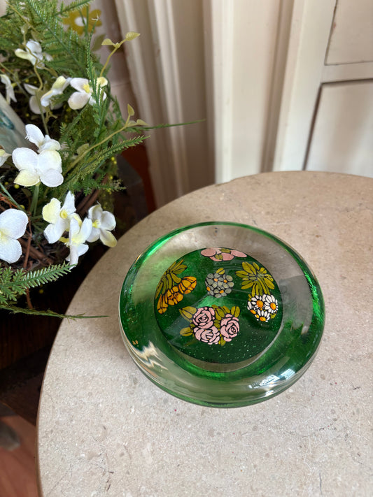 Floral signed paperweight