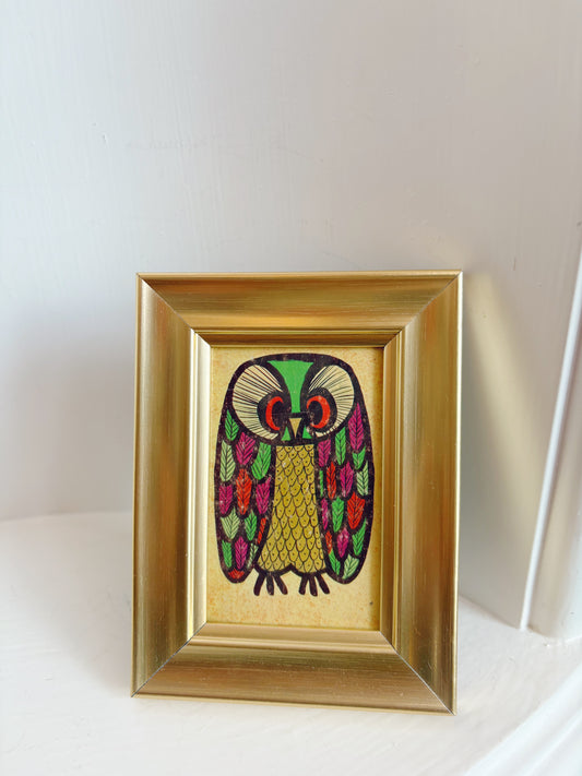 Mid Century Owl Framed Photo