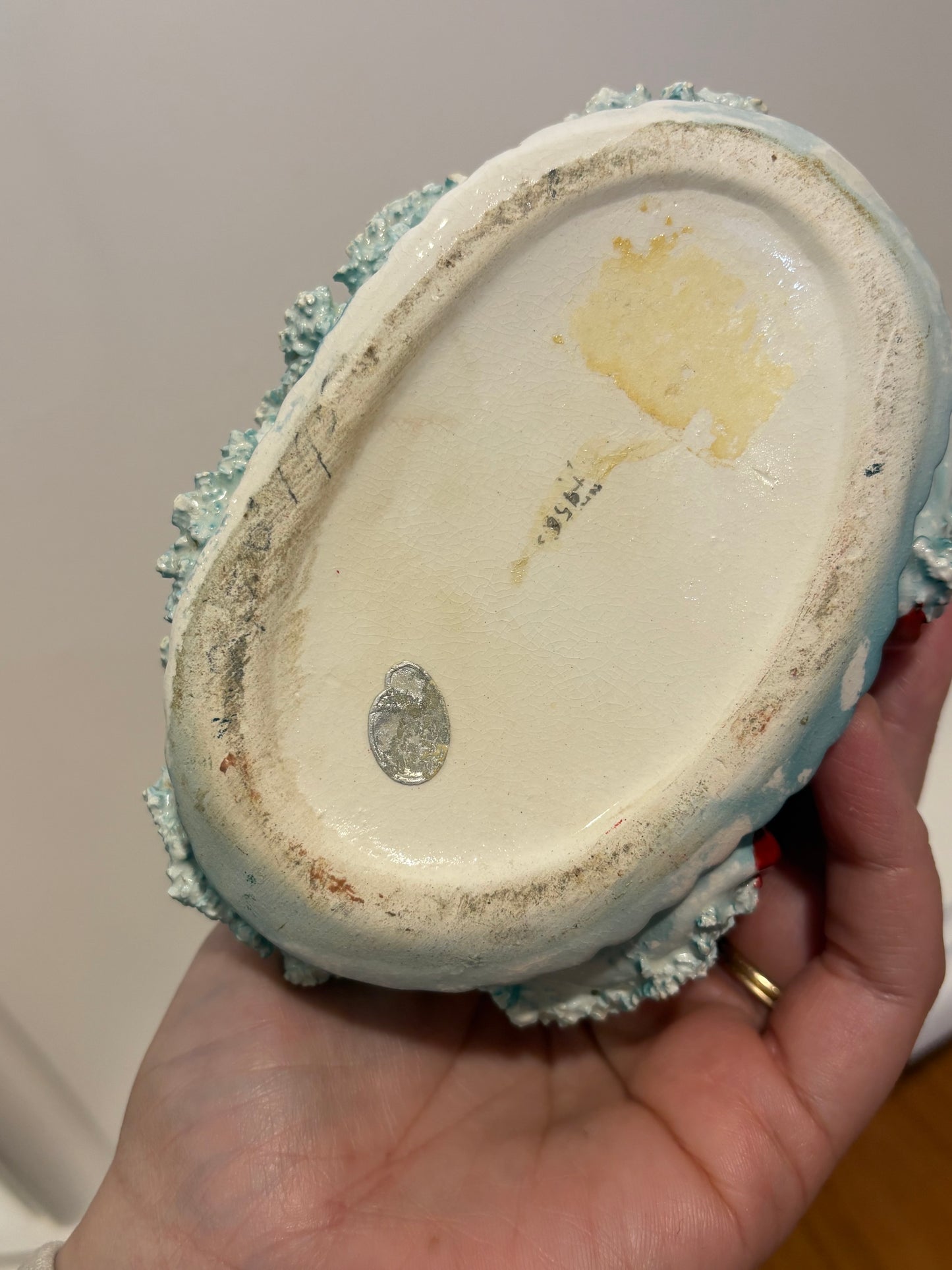 Napco Christmas Shopping Girl Planter- candy cane and gifts