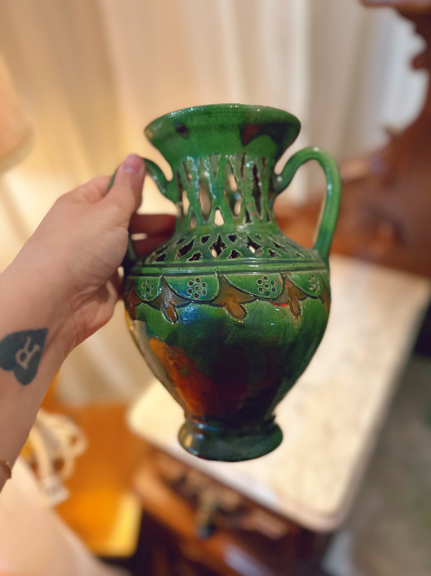 Tito Ubeda green pottery vase