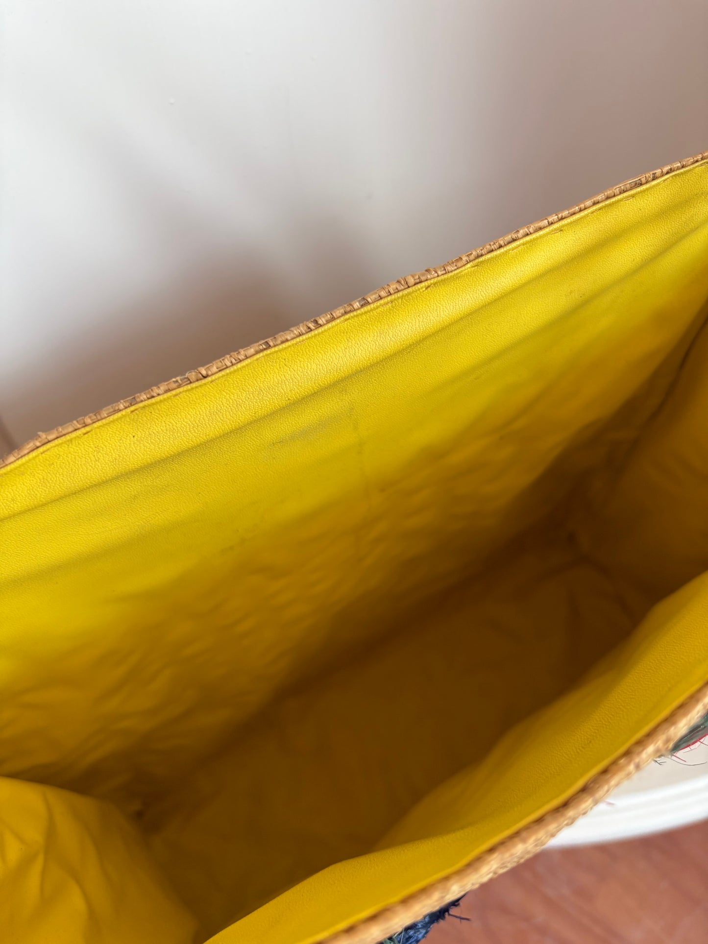 Vintage Rattan purse with floral details