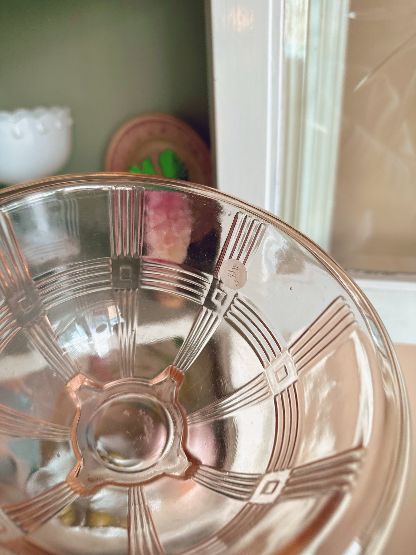 Small pink glass bowl