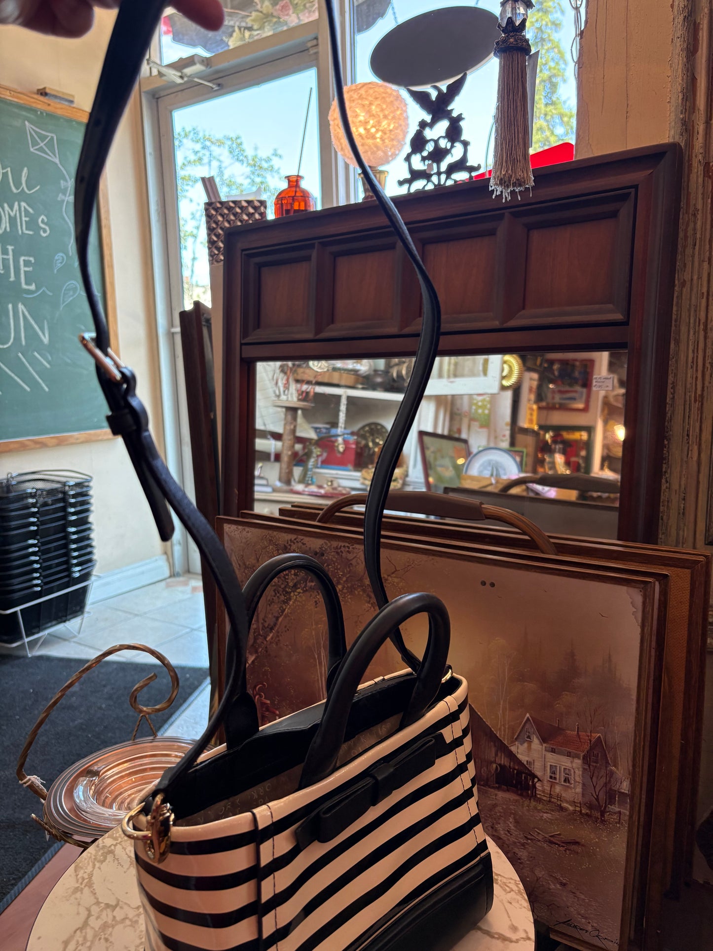 Kate Spade striped handbag with bow detail
