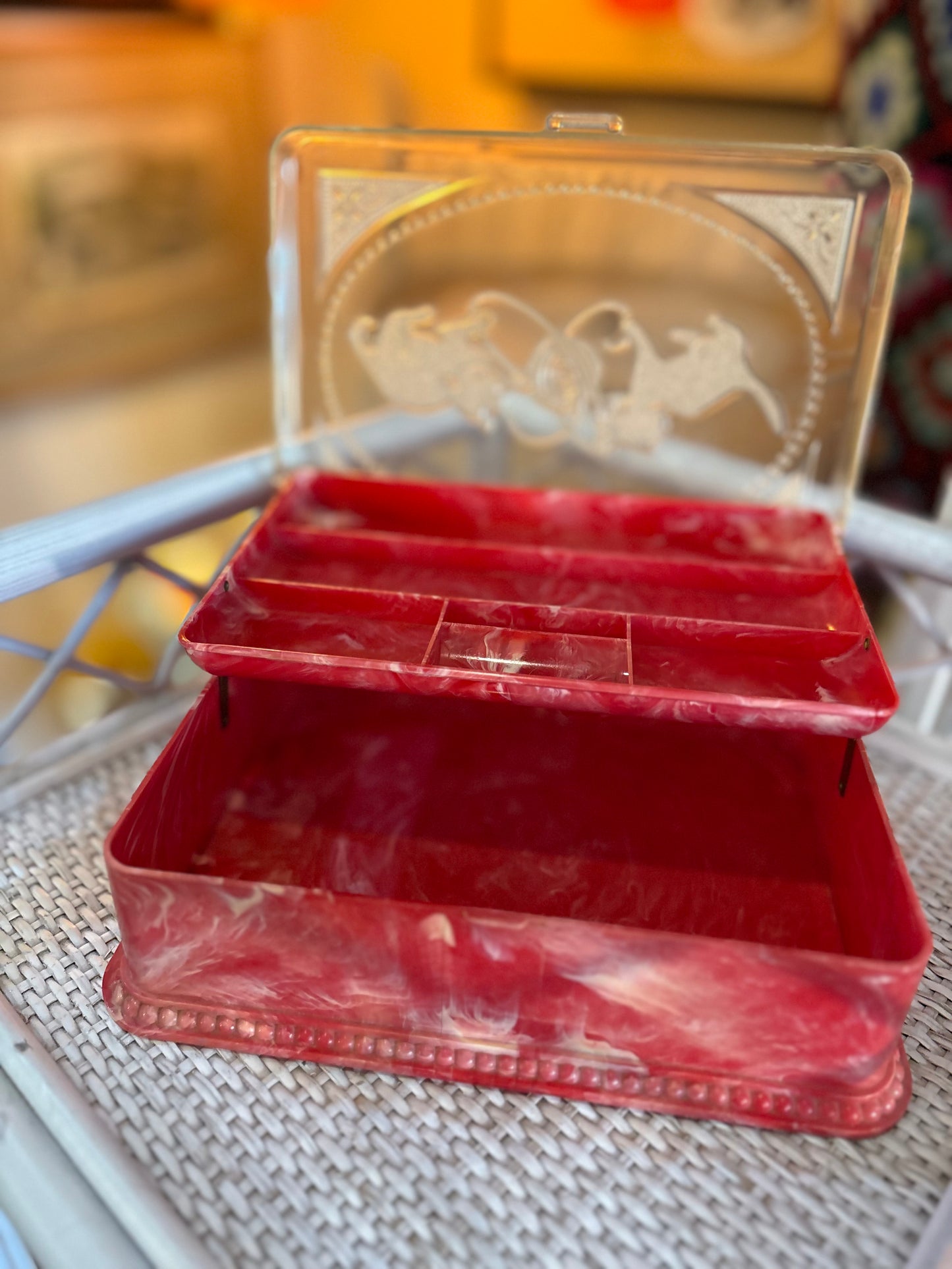 Acrylic Jewelry Box, Sewing Box with kittens