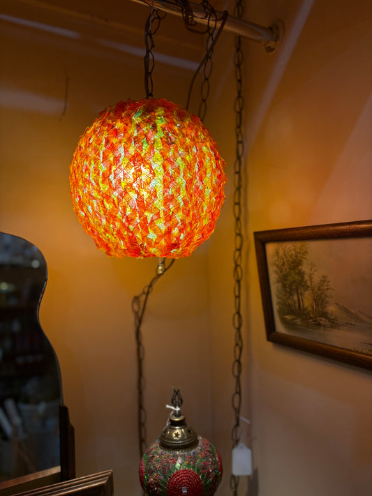 Mid Century Spaghetti Glass Globe Lamp
