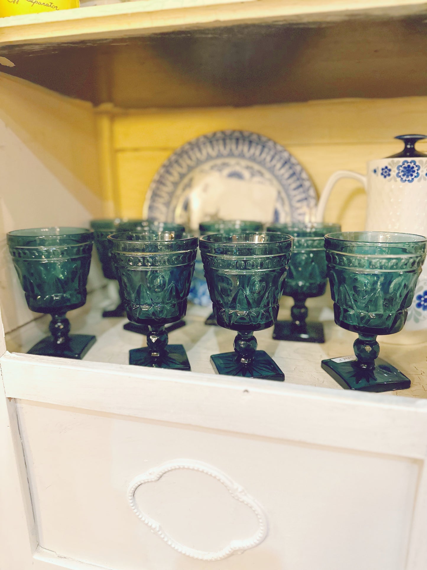 Set of 8 Vintage Park Lane Blue by Colony Wine Glasses