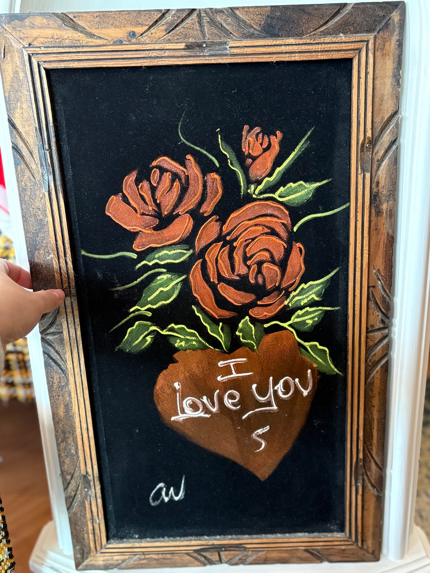 I love you with Roses velvet painting