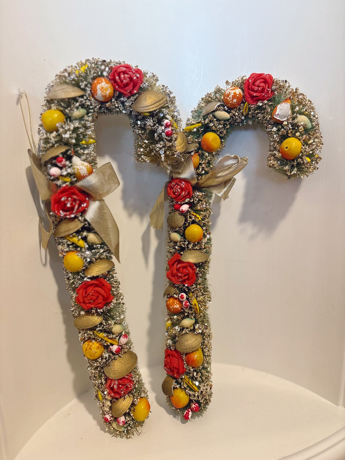 Bottle Brush Candy Canes with fruit & shells - believed to be Holt Howard