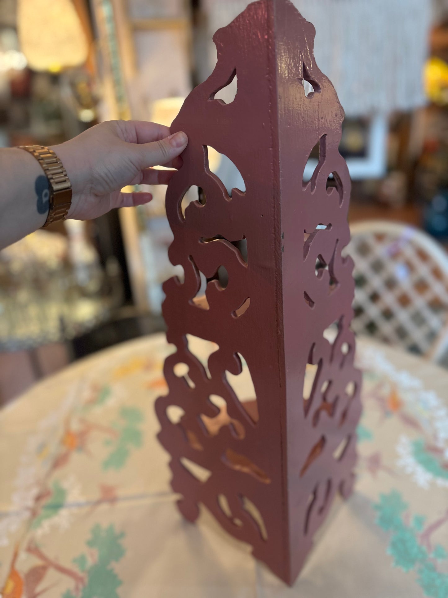 Dusty Rose Wooden Corner Shelf