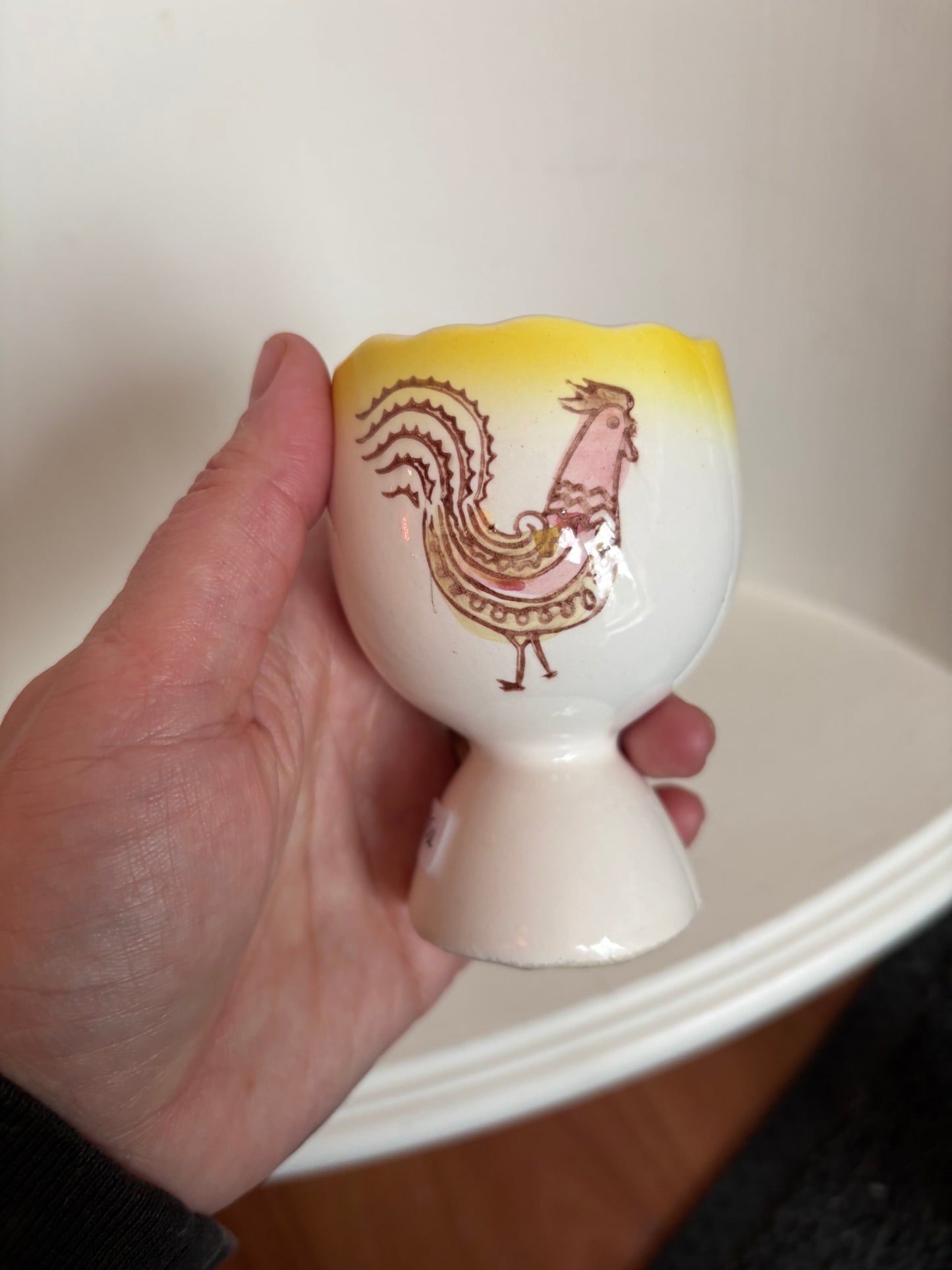 Rooster Egg Cups - marked Japan
