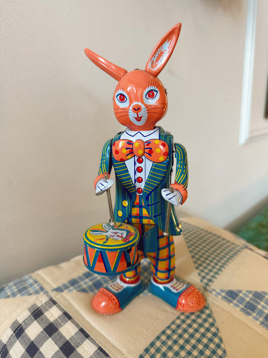 Happy Bunny Drummer Tin Toy MS298