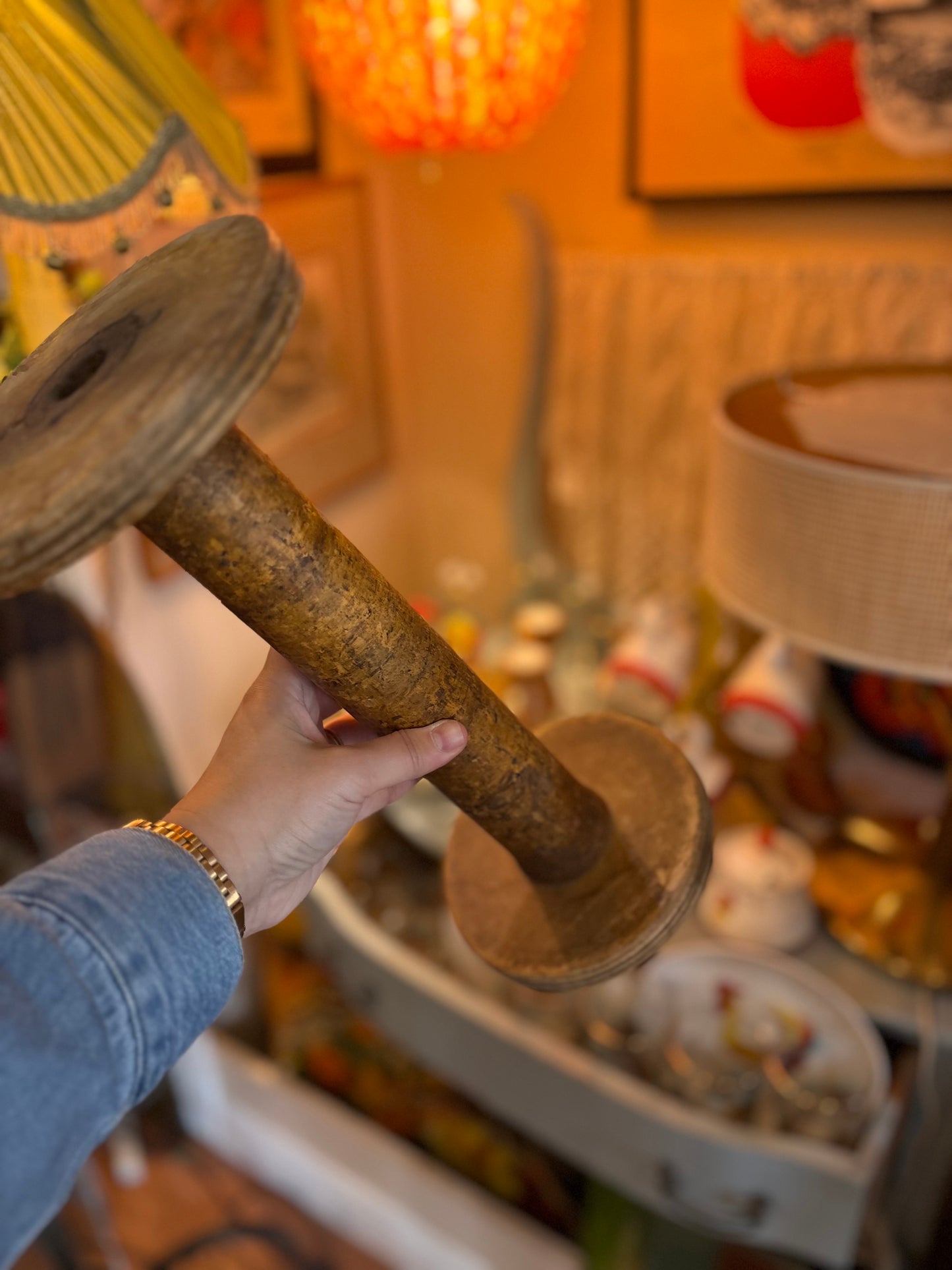 Large wooden spools