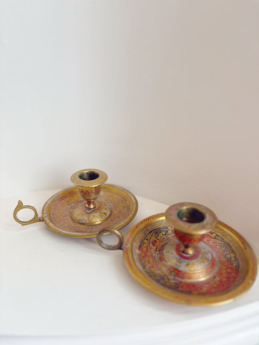 2 Brass Candlestick Holders