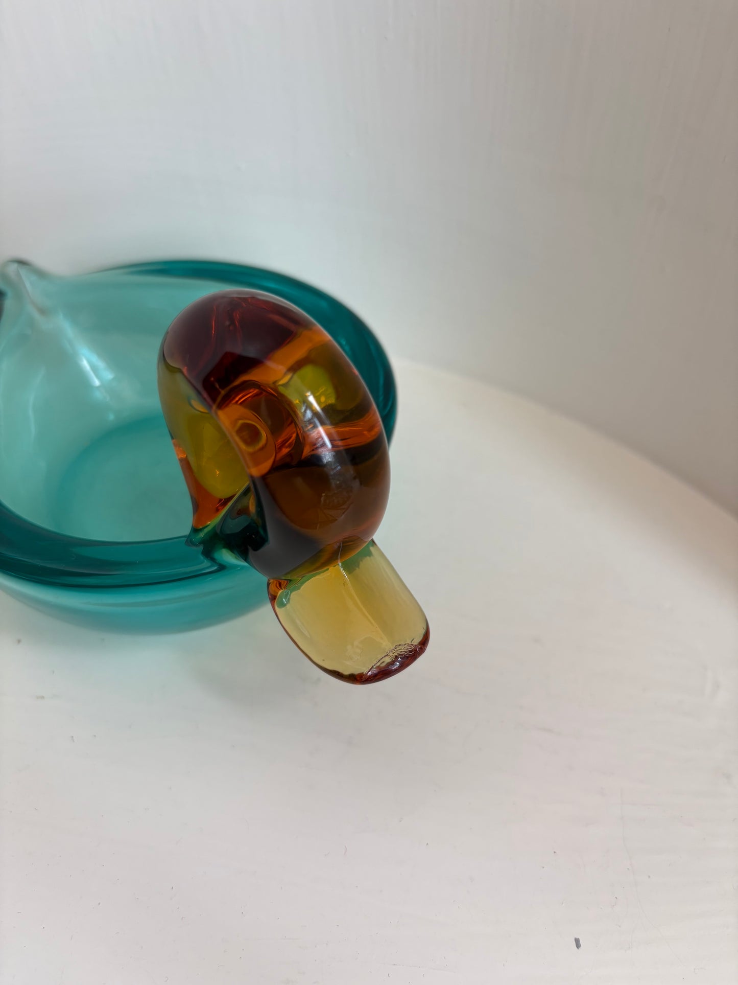 Small Art Glass Duck Dish