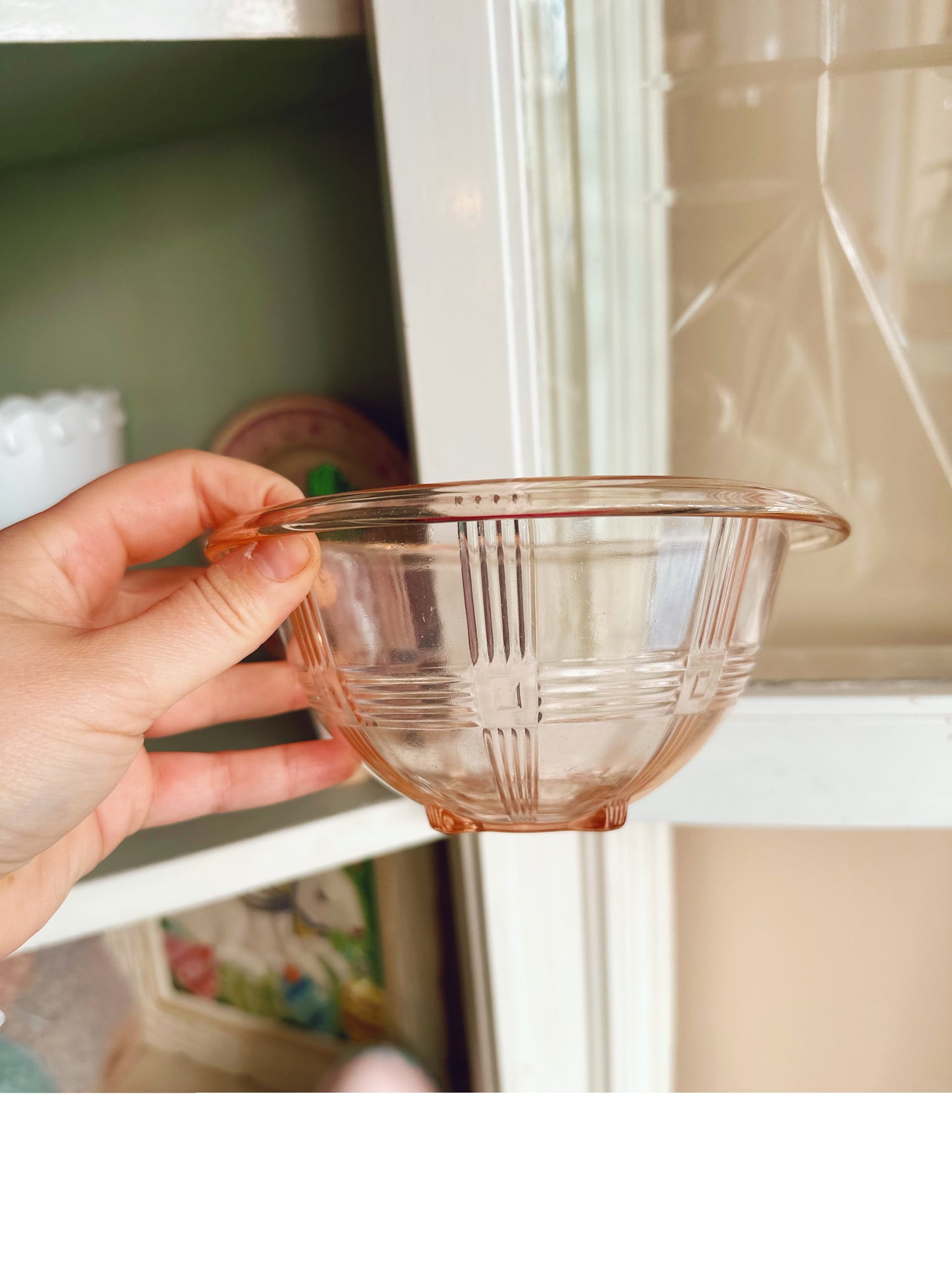 Small pink glass bowl