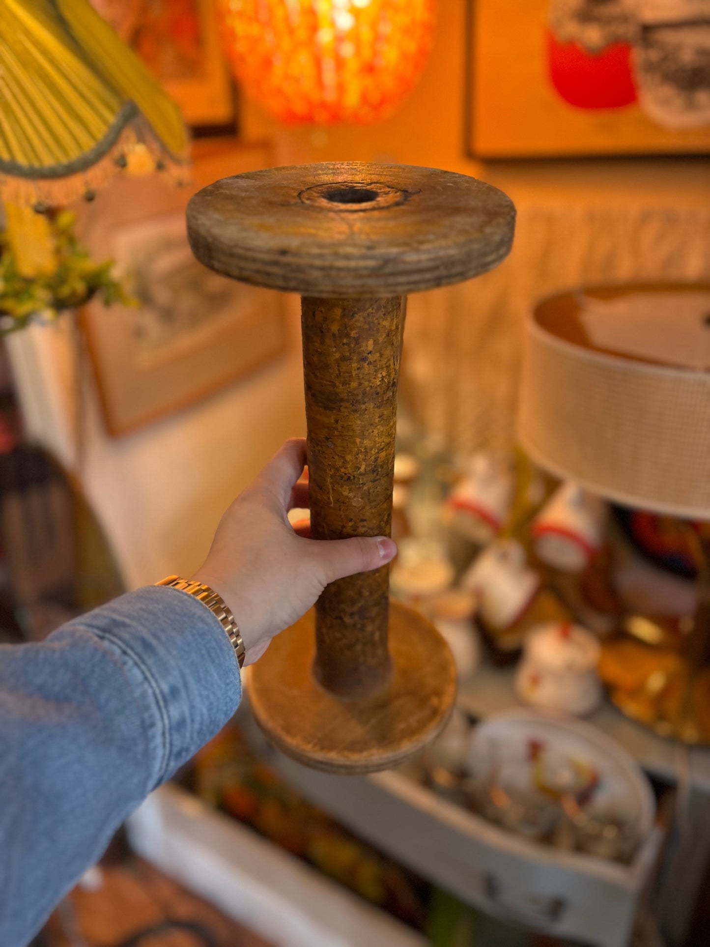 Large wooden spools