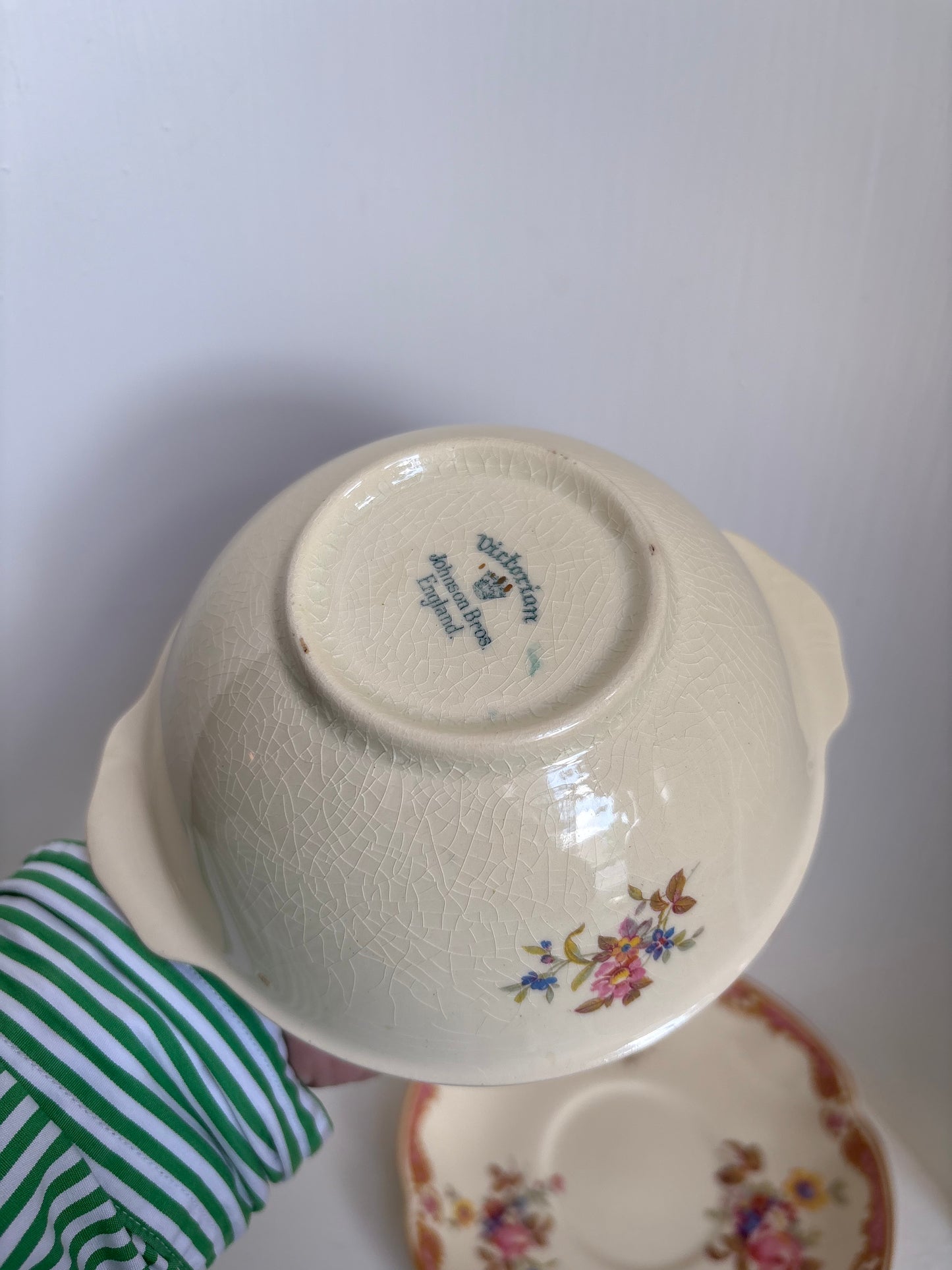 Victorian Johnson Bros England Serving Set - Bowl & Saucer