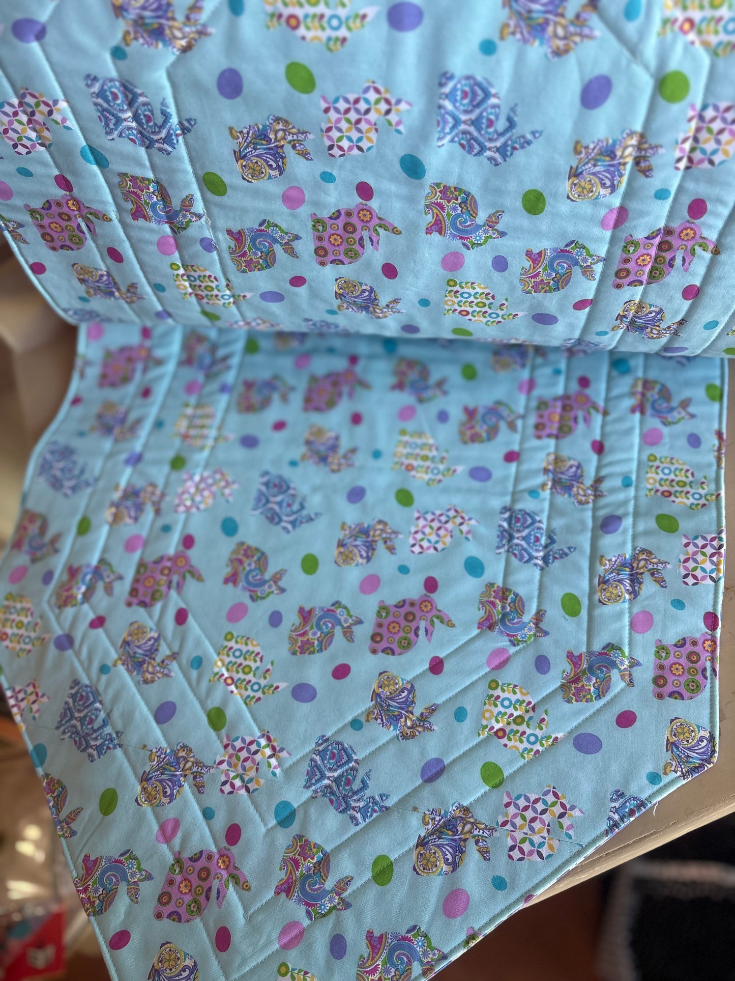 Blue & Purple Double Sided Easter Runner - Handmade by Nana