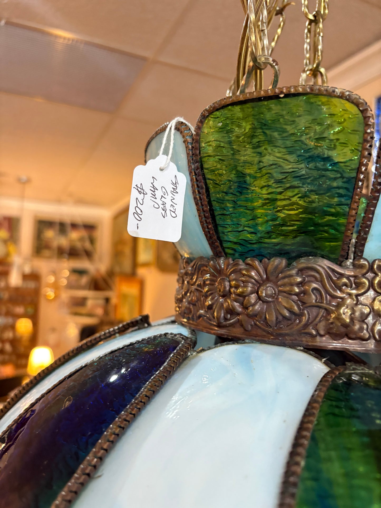 Stained Glass Lamp - Blue & Green