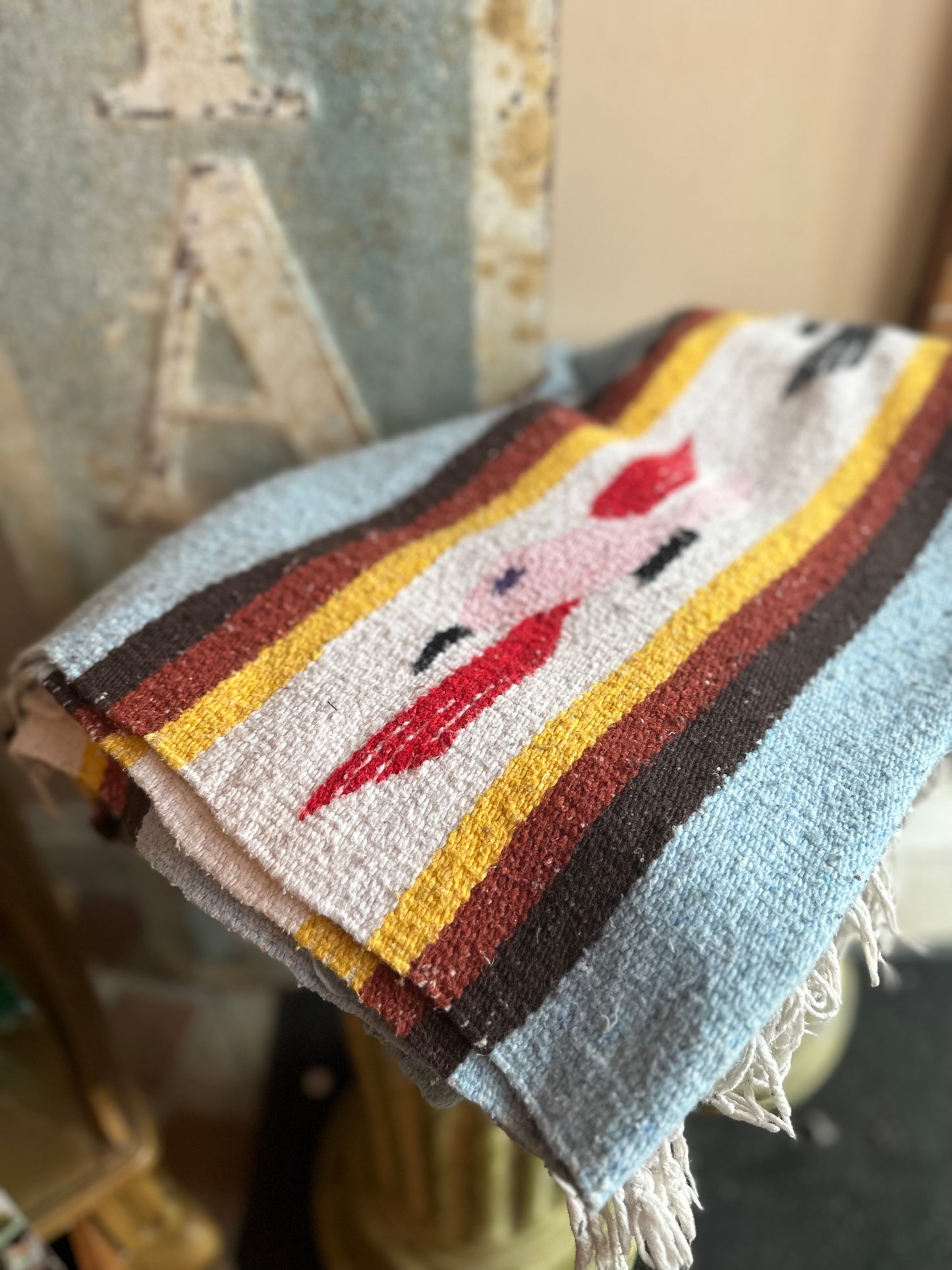 Vintage woven bird blanket