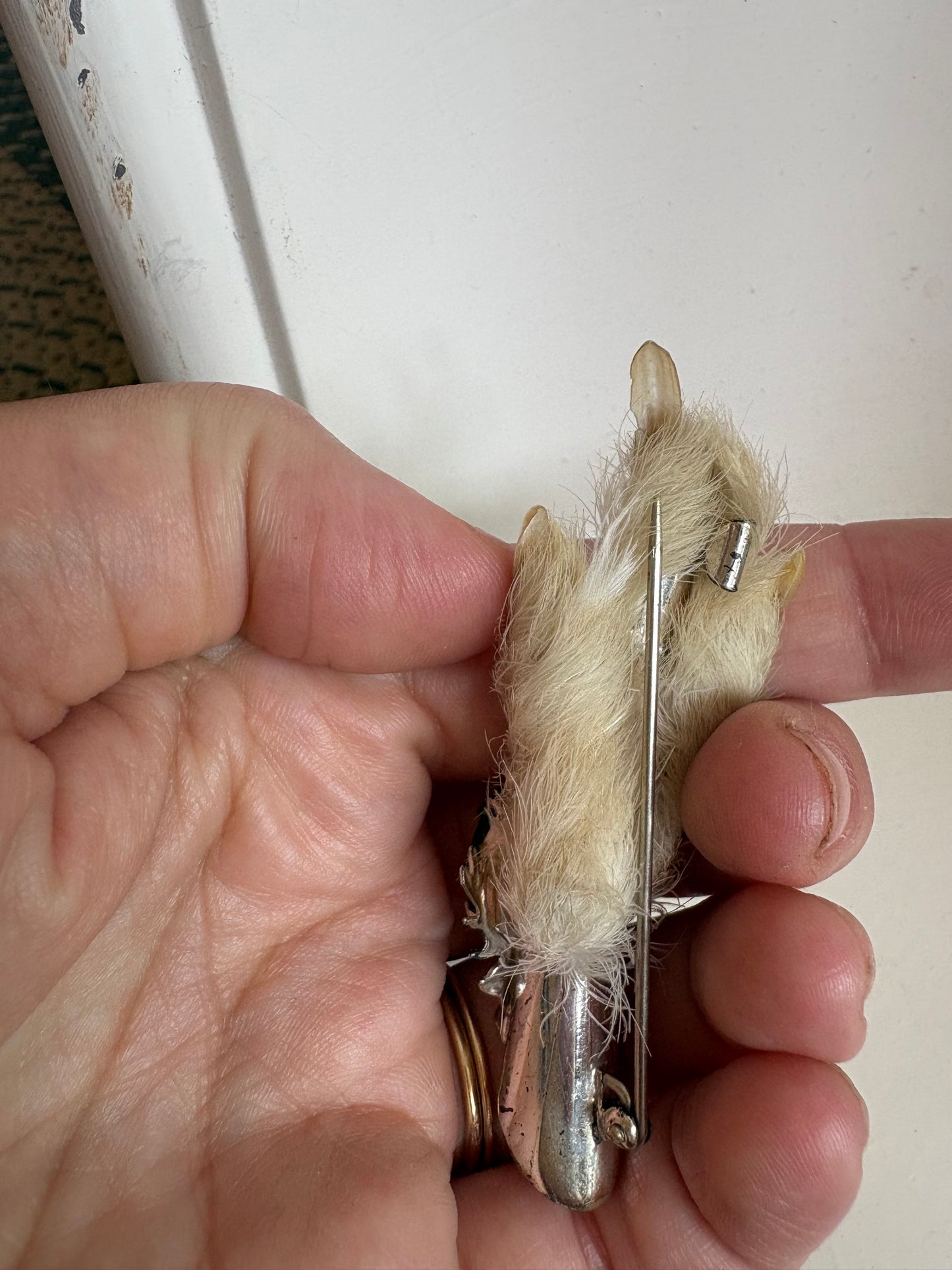 Brooch #5 - silver & Rabbit foot