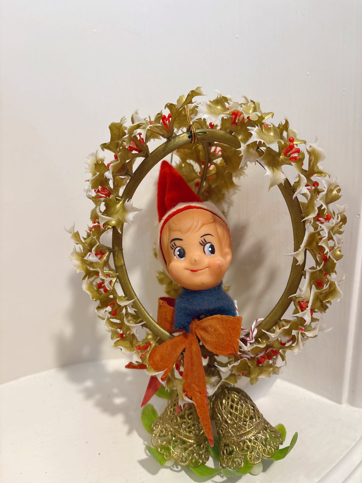Vintage Elf in hanging Mistletoe