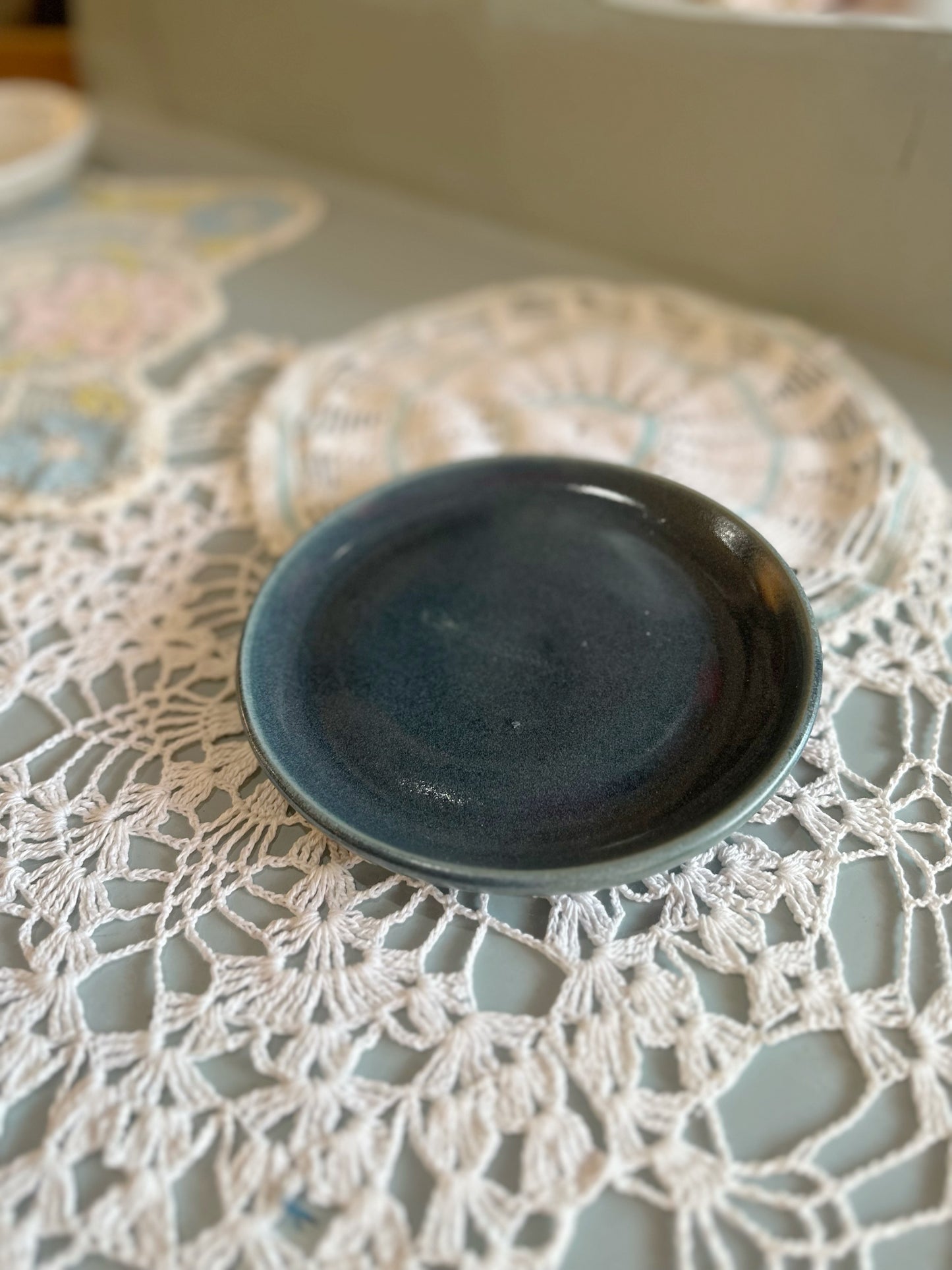 Artisan pottery blue catch all dish