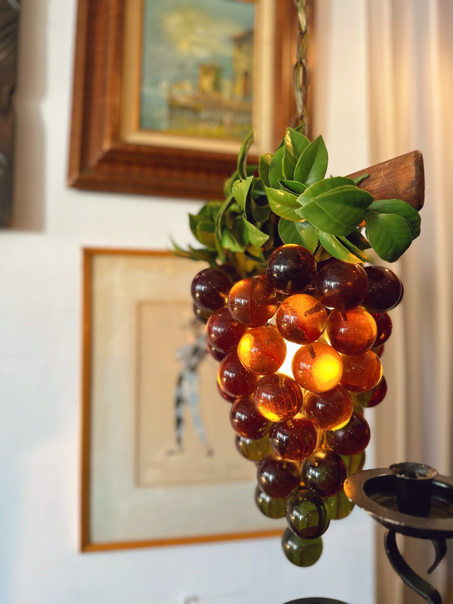 Mid Century Lucite hanging Grape lamp