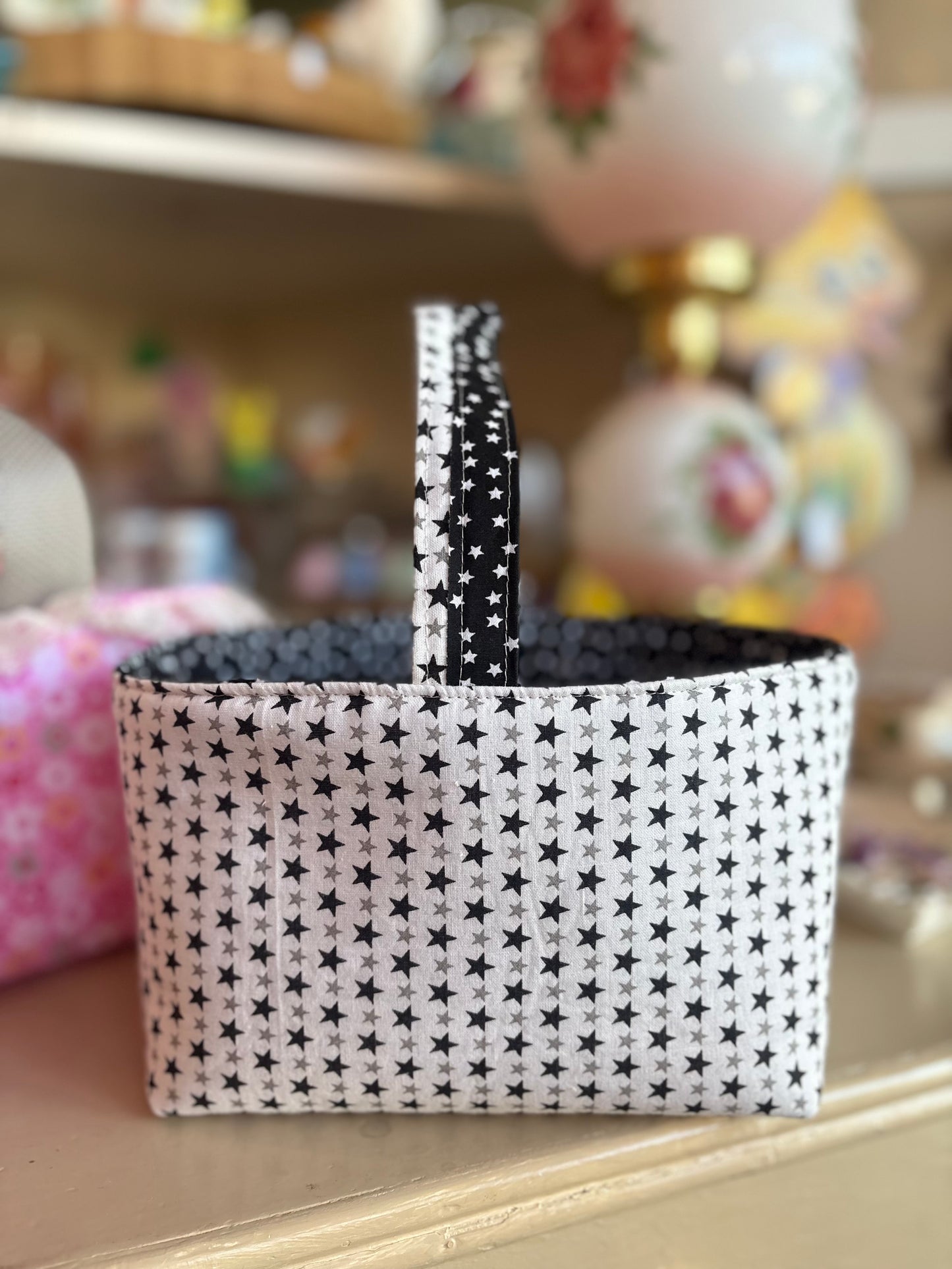 Black & White Stars Easter Basket handmade By Nana