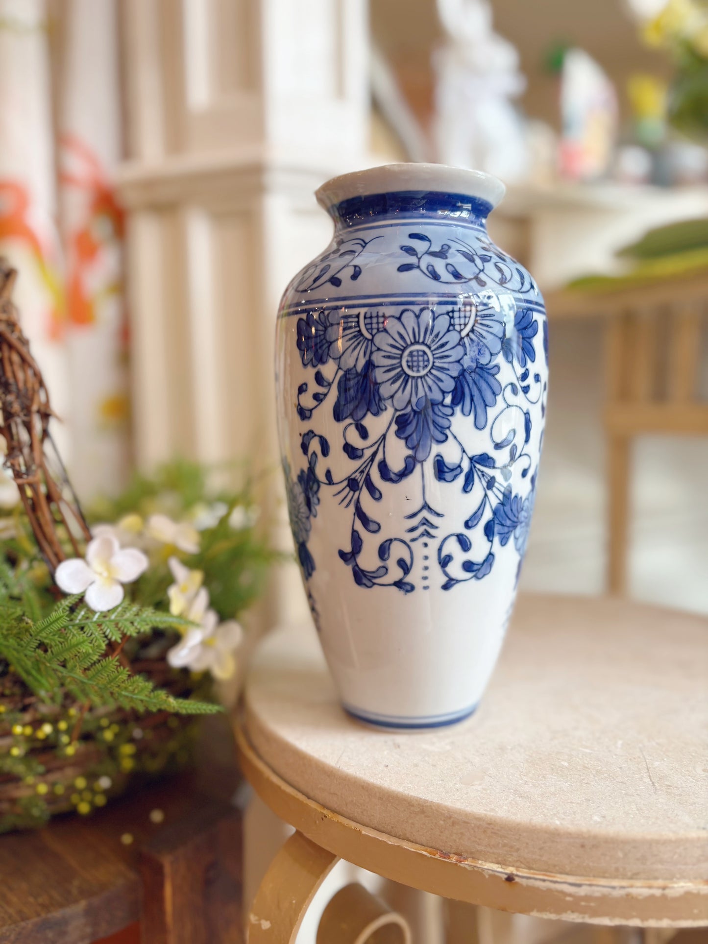 Blue and white ceramic vase