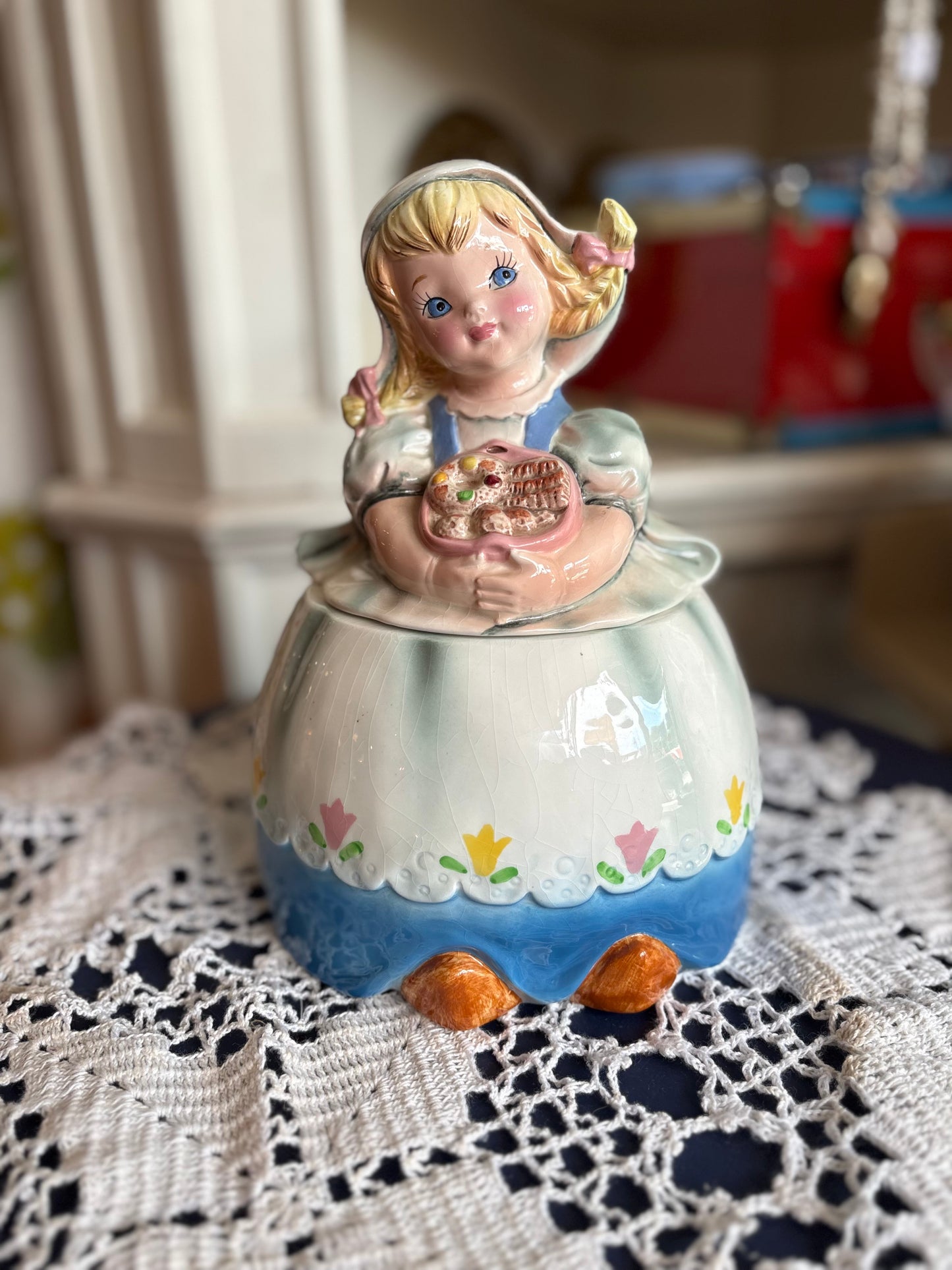 Lefton 1950s Dutch Girl Cookie Jar - made in Japan
