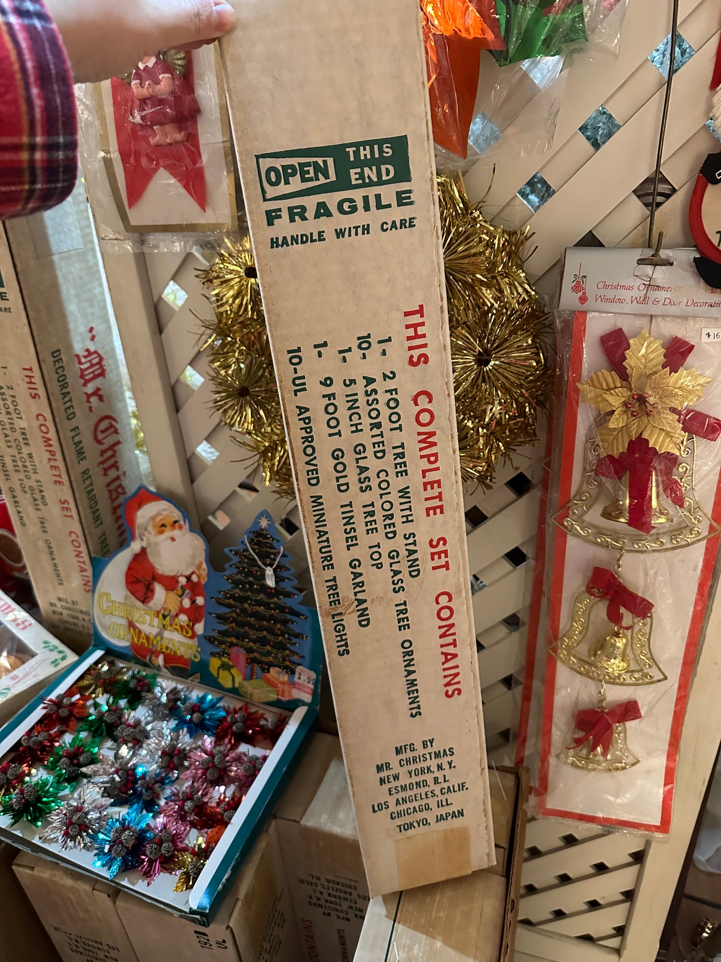 1960s Unopened Vintage Mr Christmas tree sets - glass topper and ornaments included