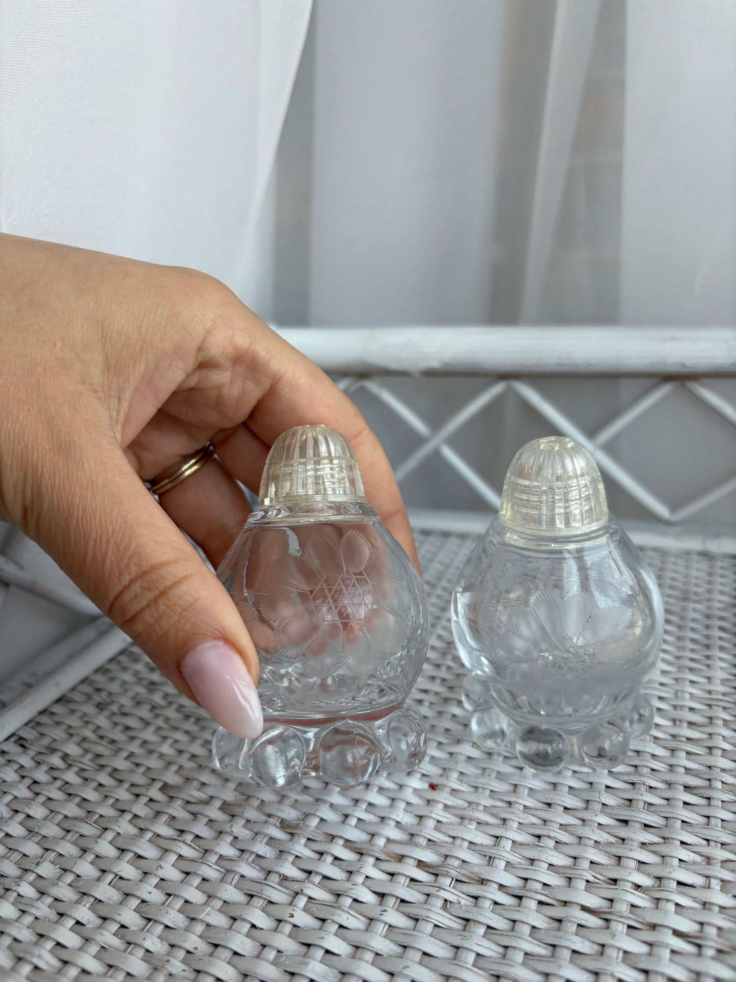 Etched Glass Salt & Pepper Shakers