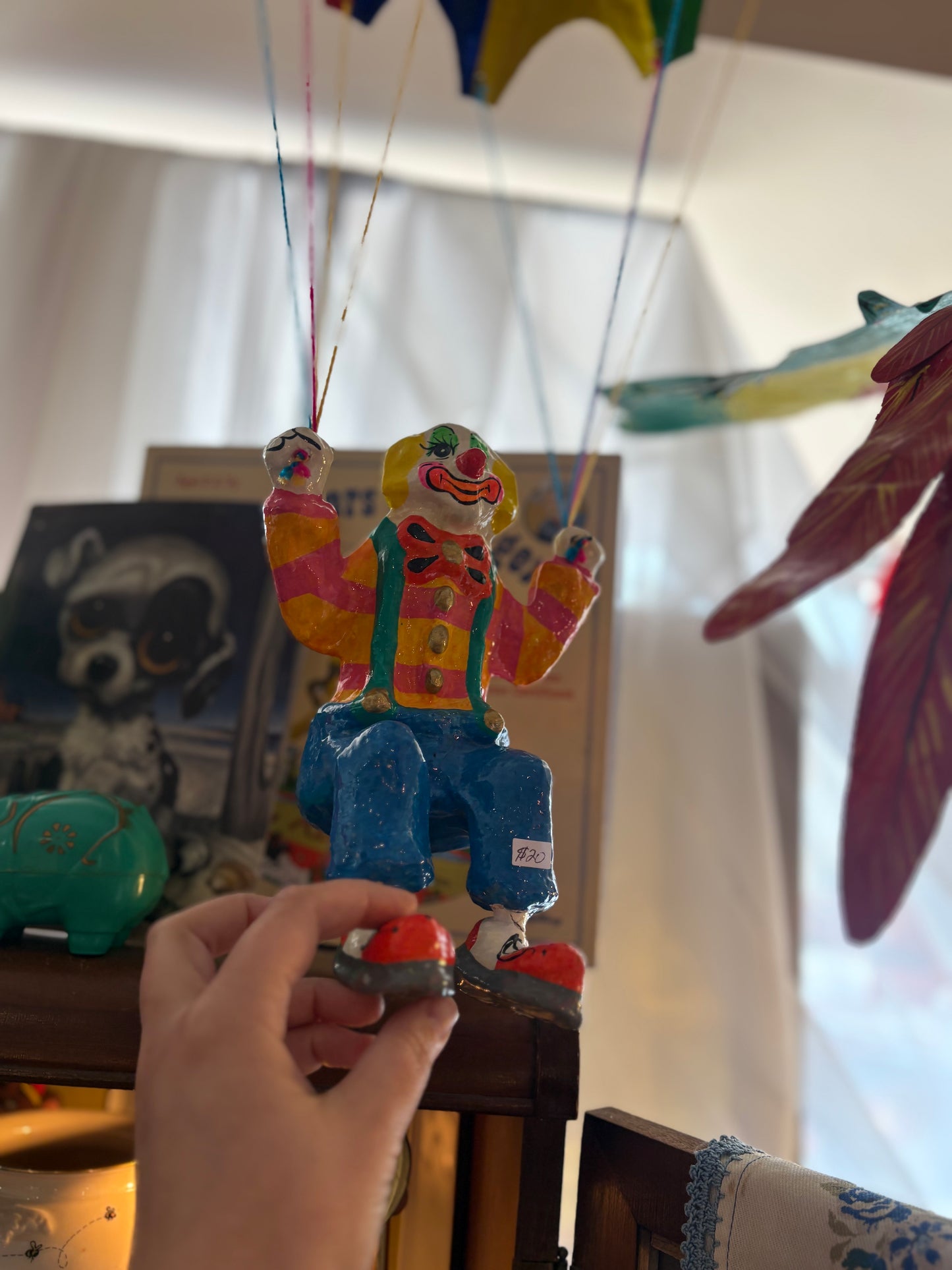 Paper mache Vintage Hanging Clown #1