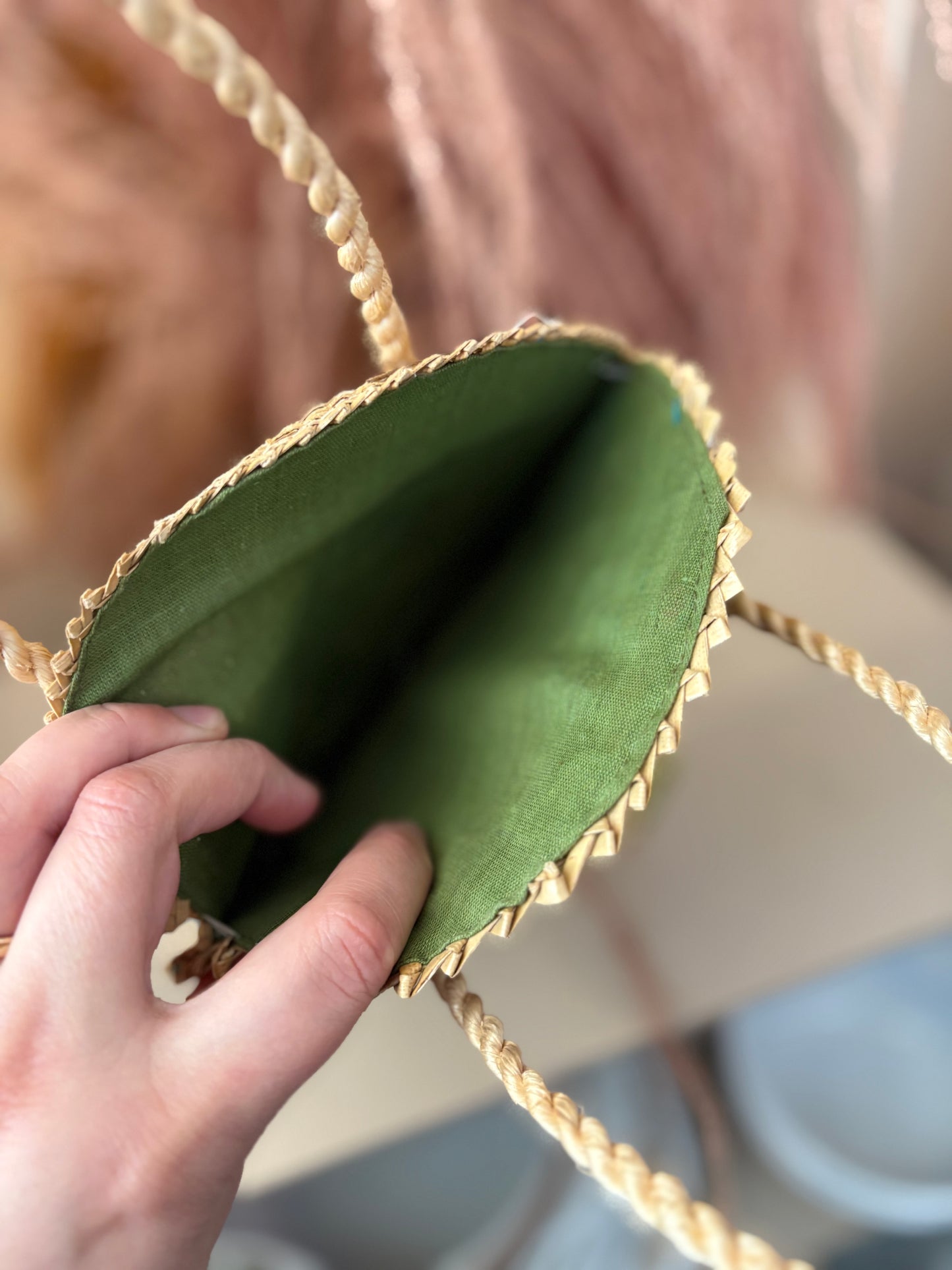 Small woven sun hat purse